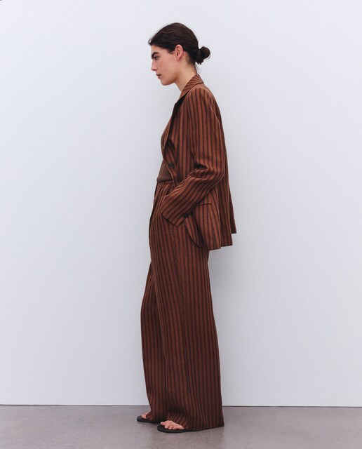 Pantalón de mujer lino con rayas