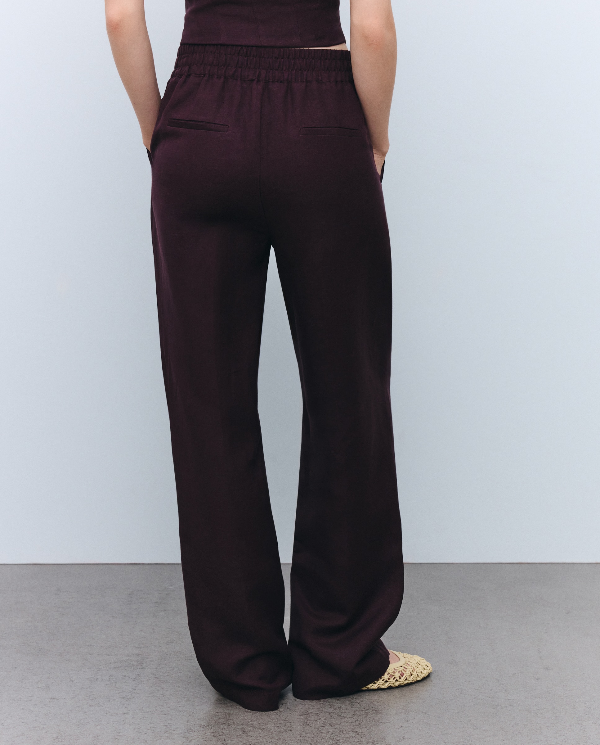 Imagen 3 de Pantalón de mujer ancho de lino - Tintoretto - 291 Berenjena 291 Berenjena