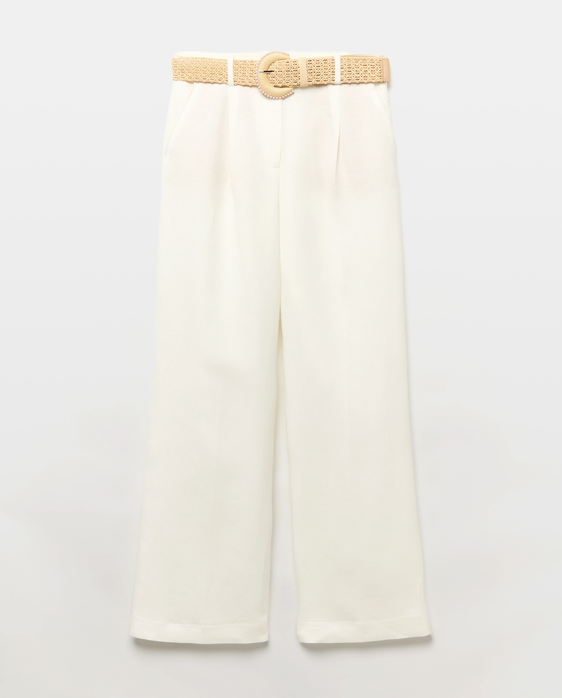 Pantalón de mujer mezcla de lino con cinturón - Tintoretto - 120 Crudo 120 Crudo-4