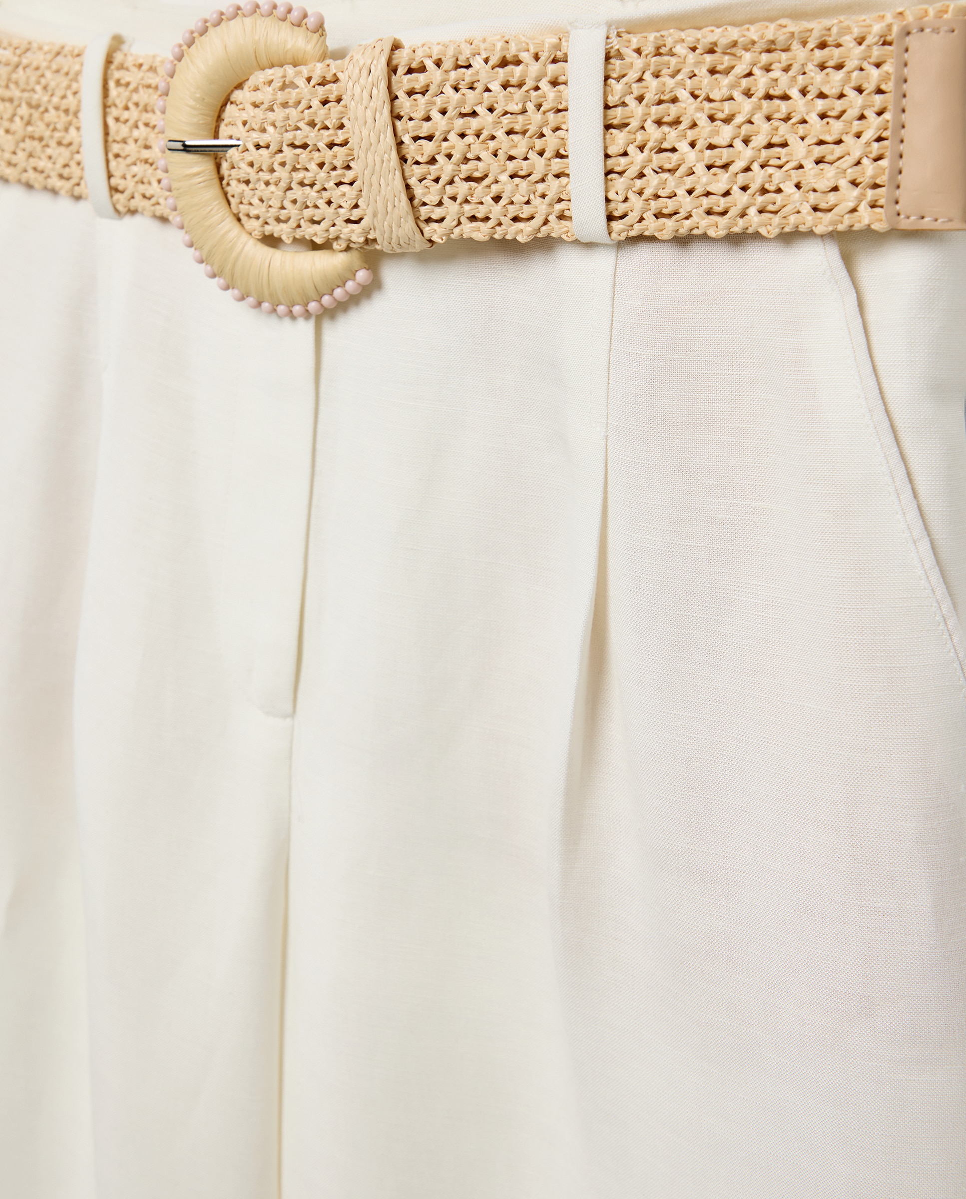 Pantalón de mujer mezcla de lino con cinturón - Tintoretto - 120 Crudo 120 Crudo-5