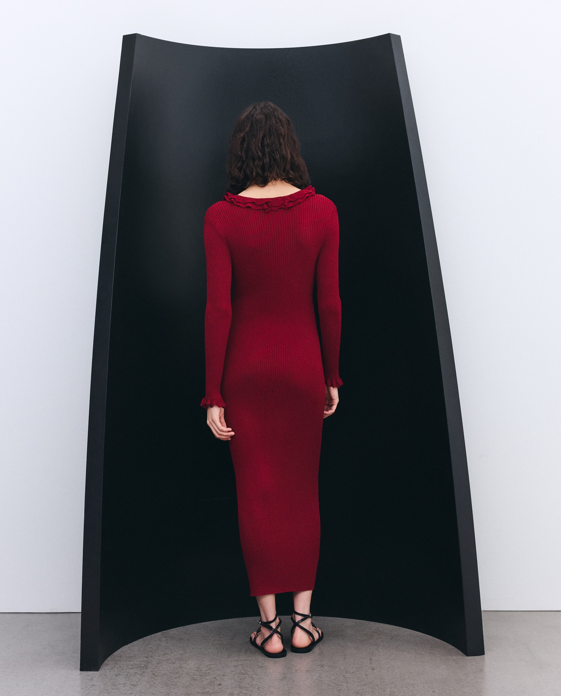 Vestido com Folho no Decote 600 Vermelho-2