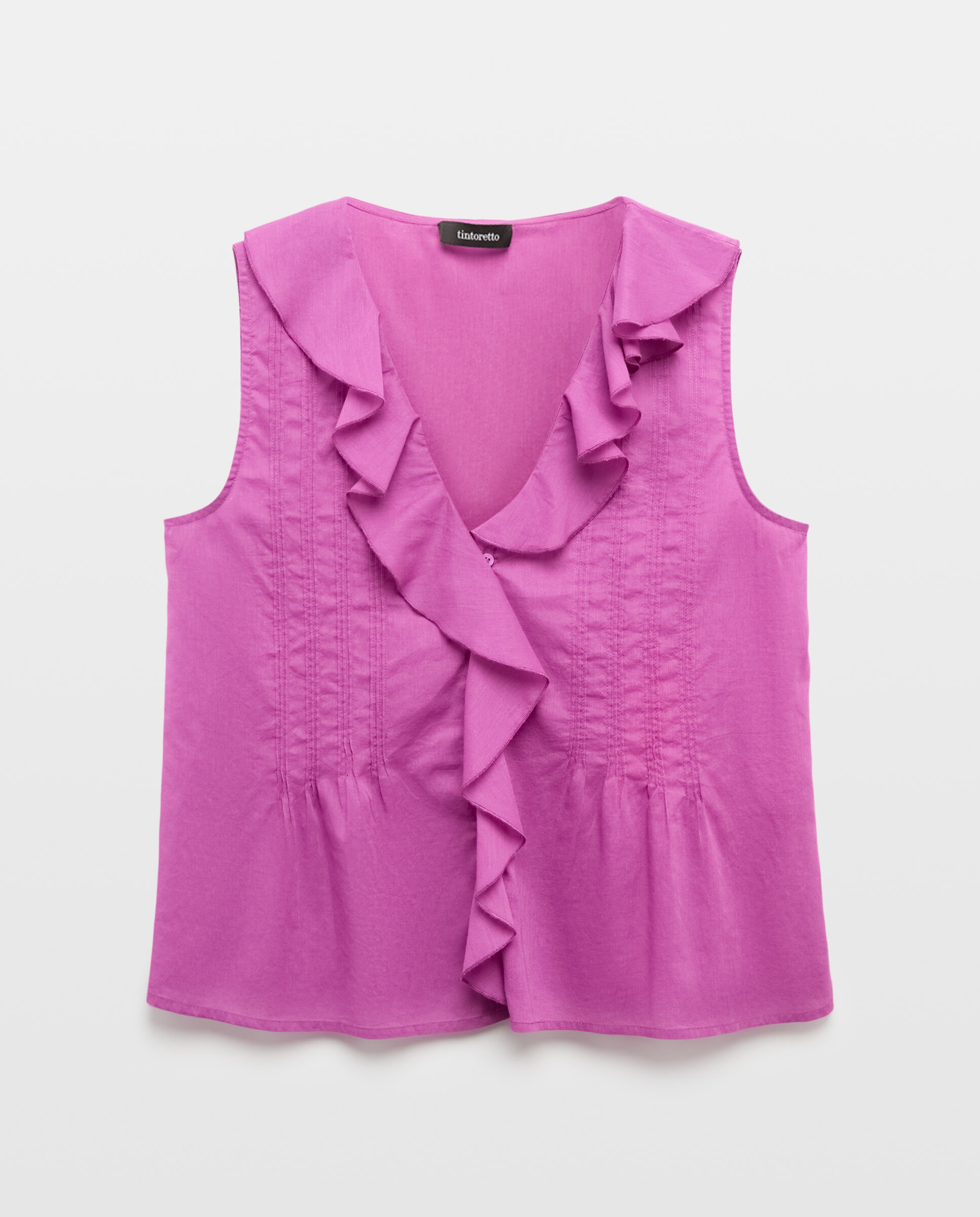 Blusa de mujer sin mangas con volantes - Tintoretto - Blanco Purpura-4