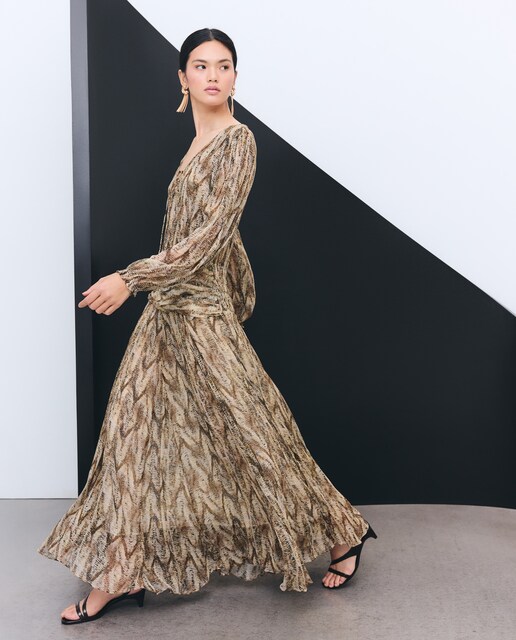 Vestido de manga larga y estampado reptil