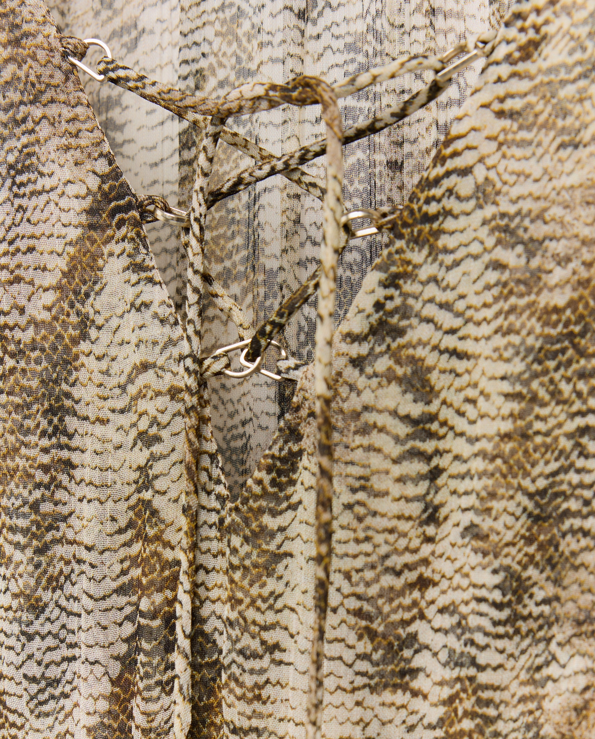 Vestido com Manga Comprida e Animal Print de Réptil Castanho-6