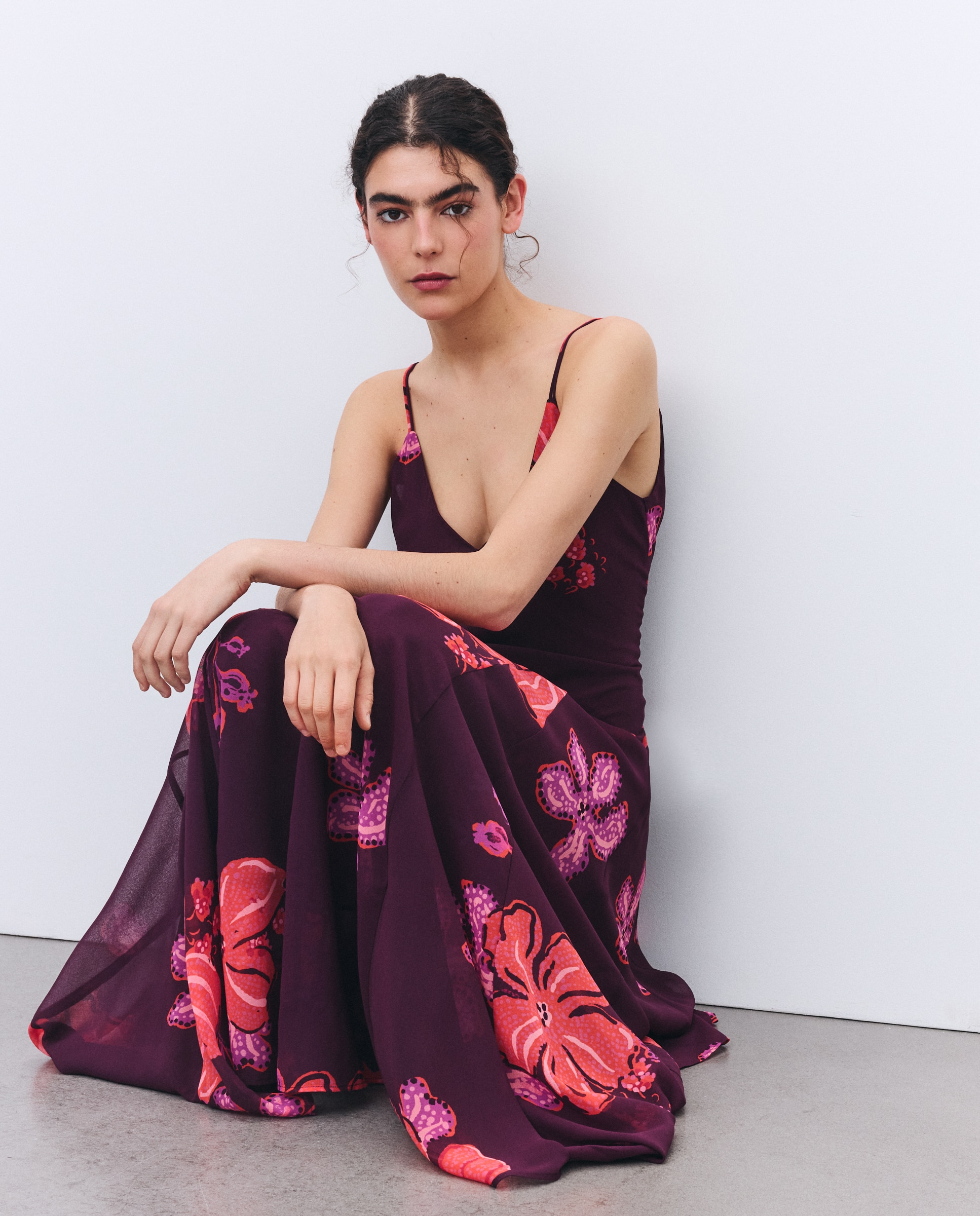 Imagem 0 de Vestido Estampado Comprido com Alças