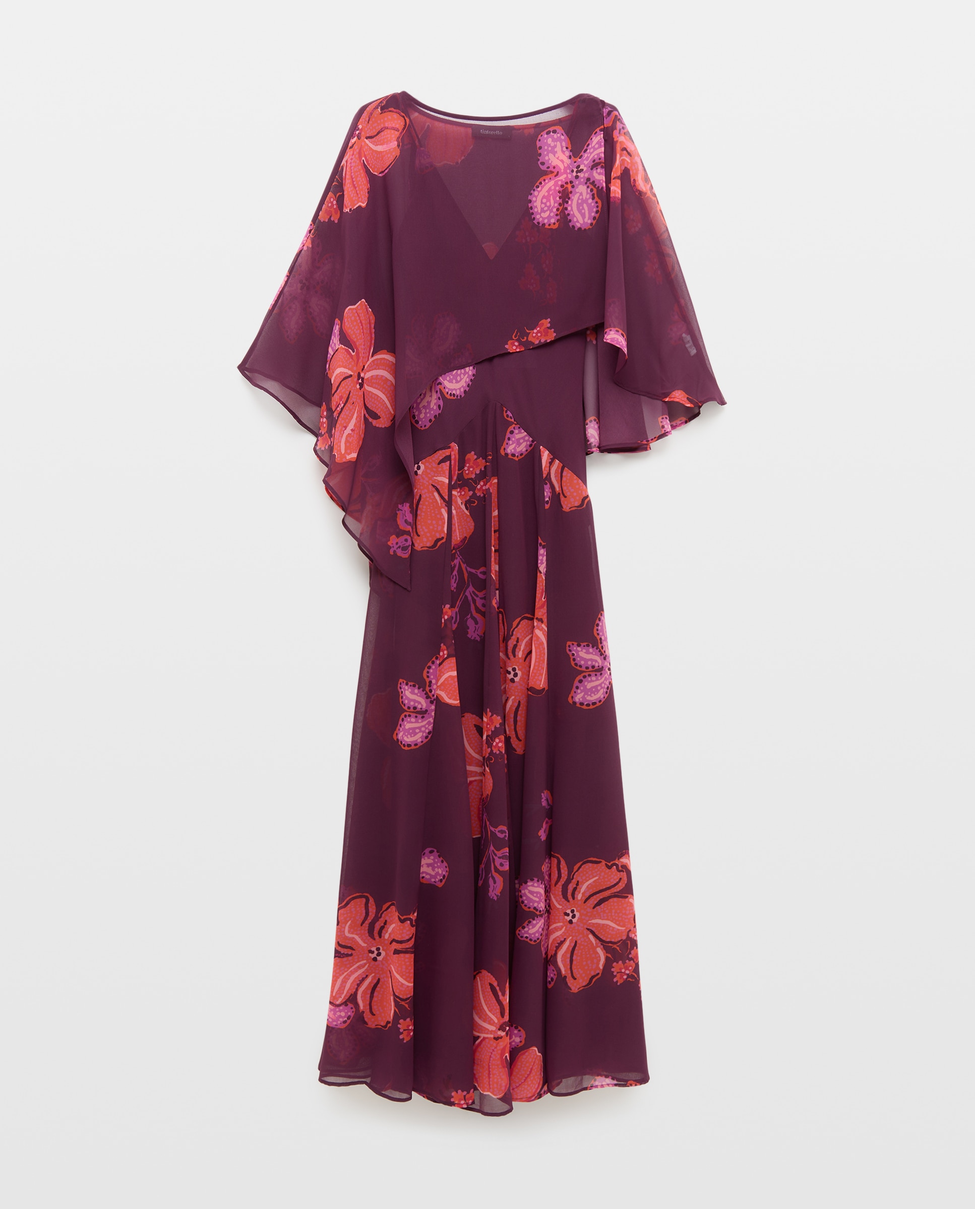 Vestido Estampado Comprido com Alças Vermelho-6