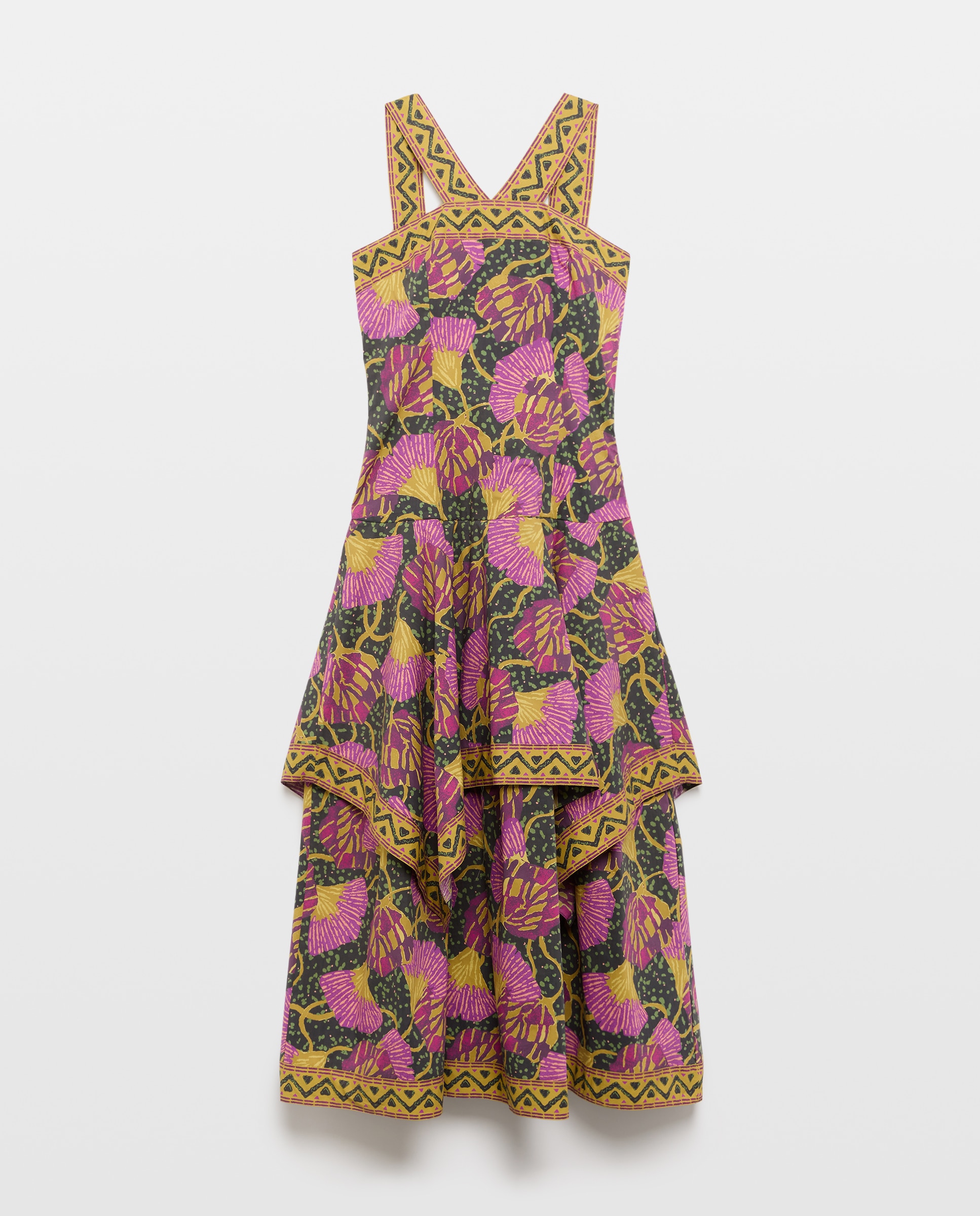 Vestido de Alças com Rebordo Decorativo Rosa-5