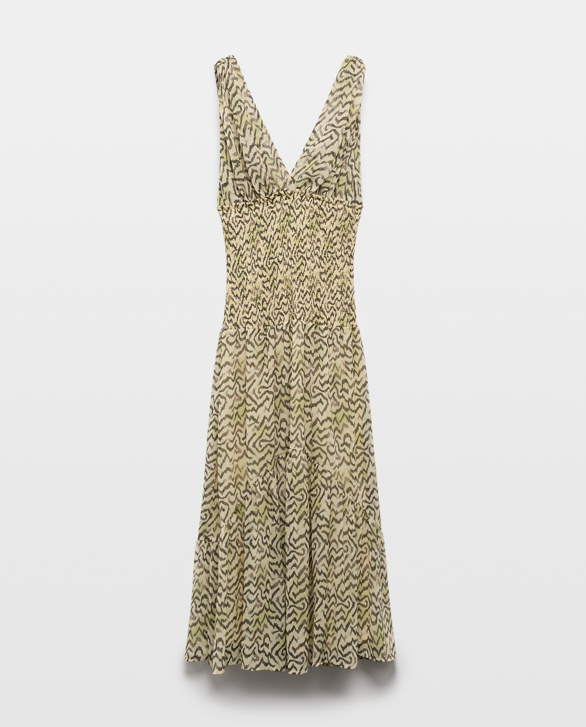 Imagem 0 de Vestido Estampado com Elásticos na Cintura