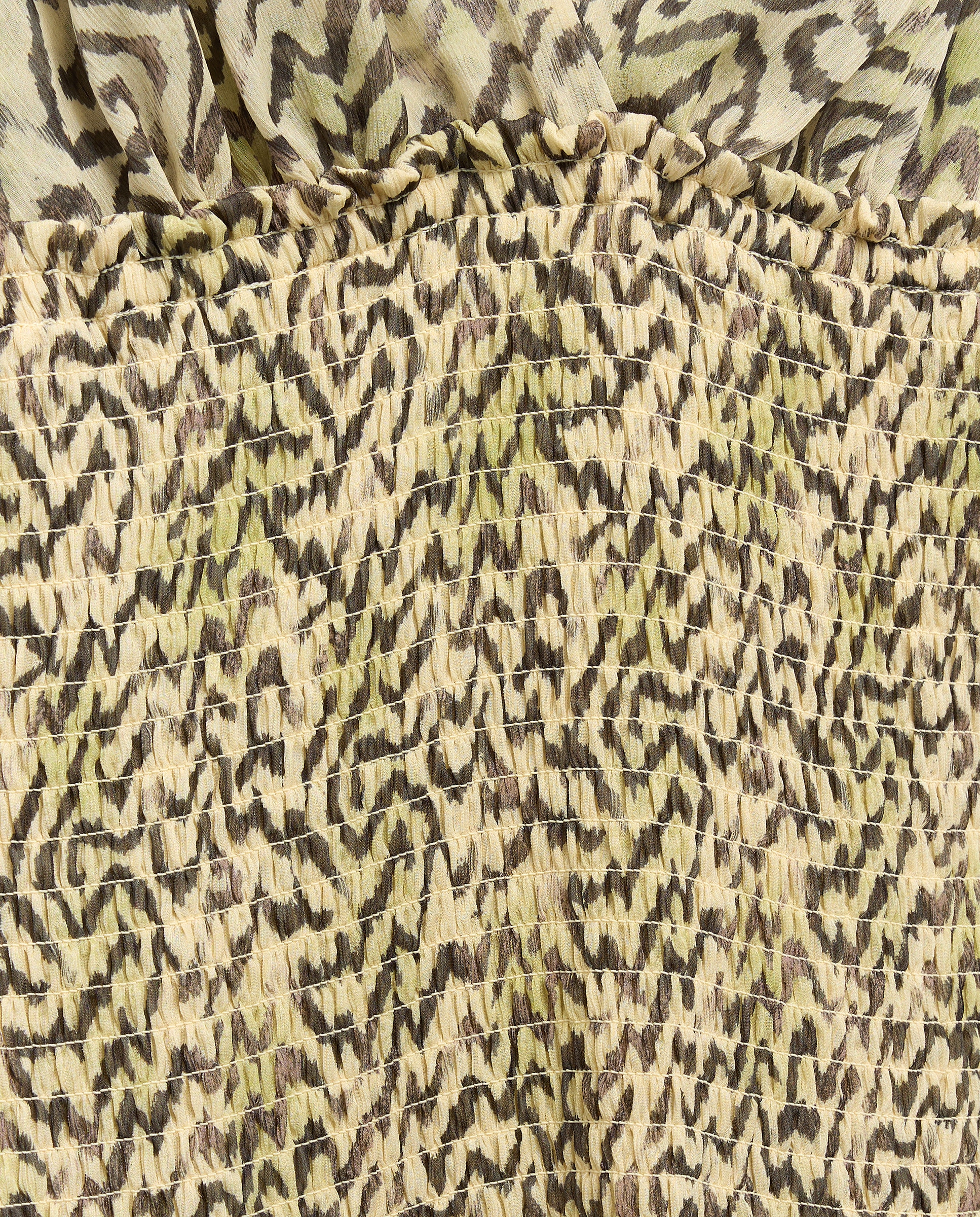 Vestido Estampado com Elásticos na Cintura Verde-2