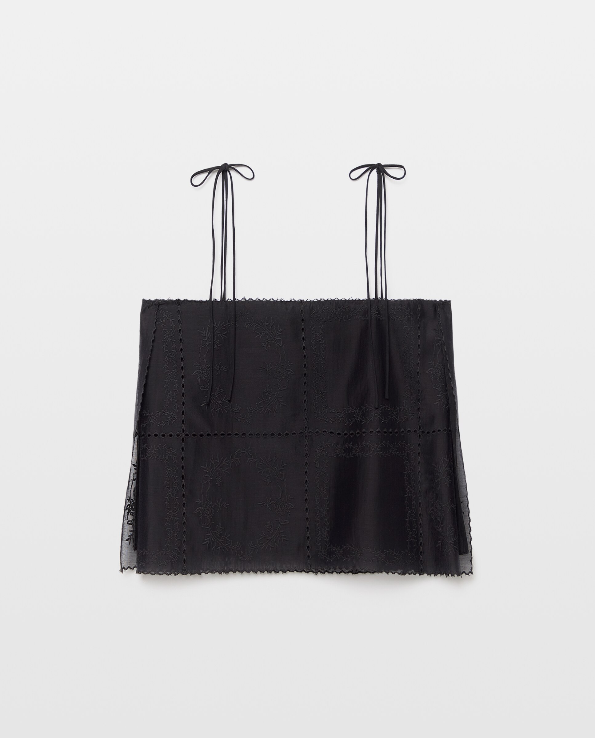 Blusa de Alças Finas com Bordados Preto-4