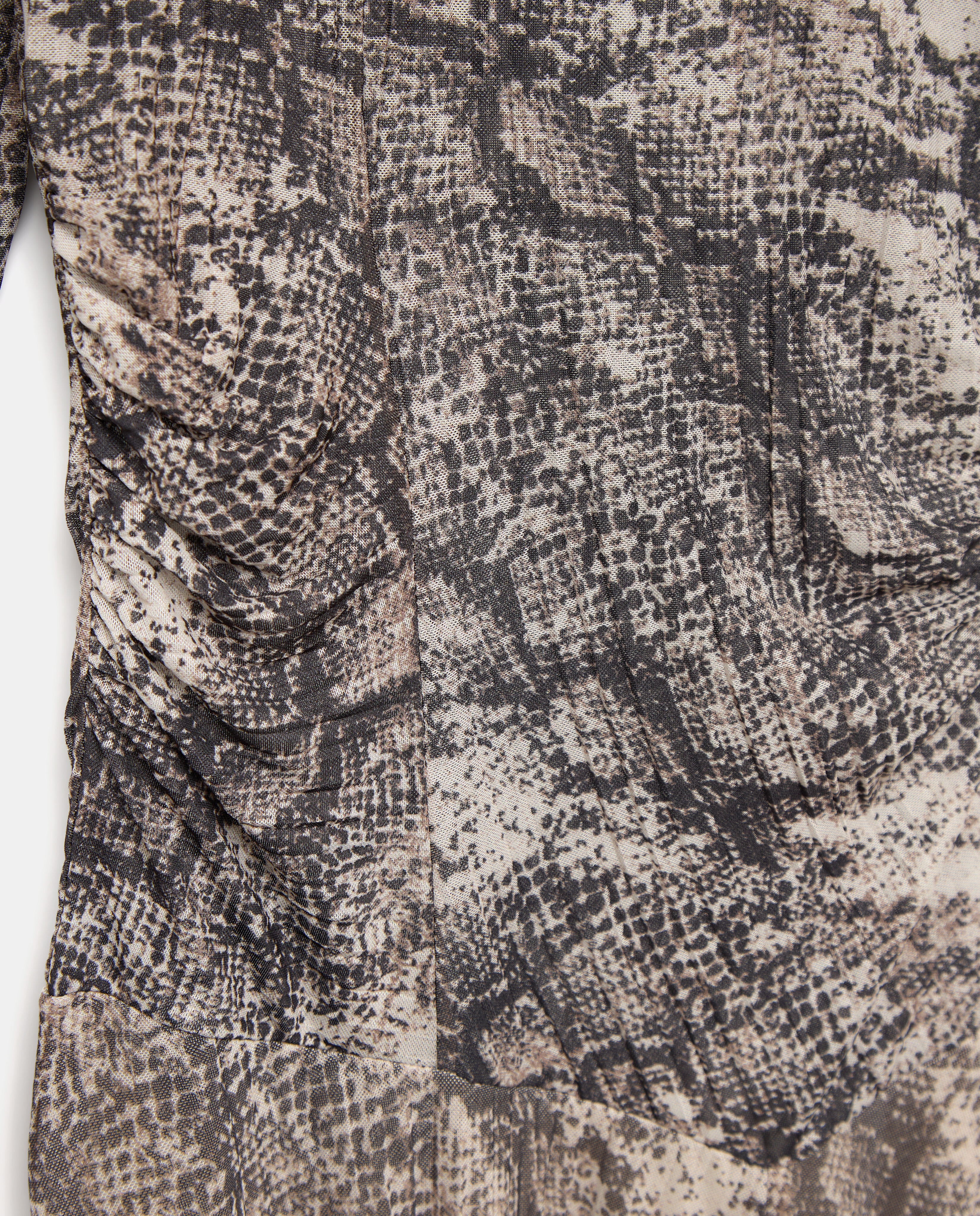 Vestido Circular com Animal Print de Serpente Castanho-6