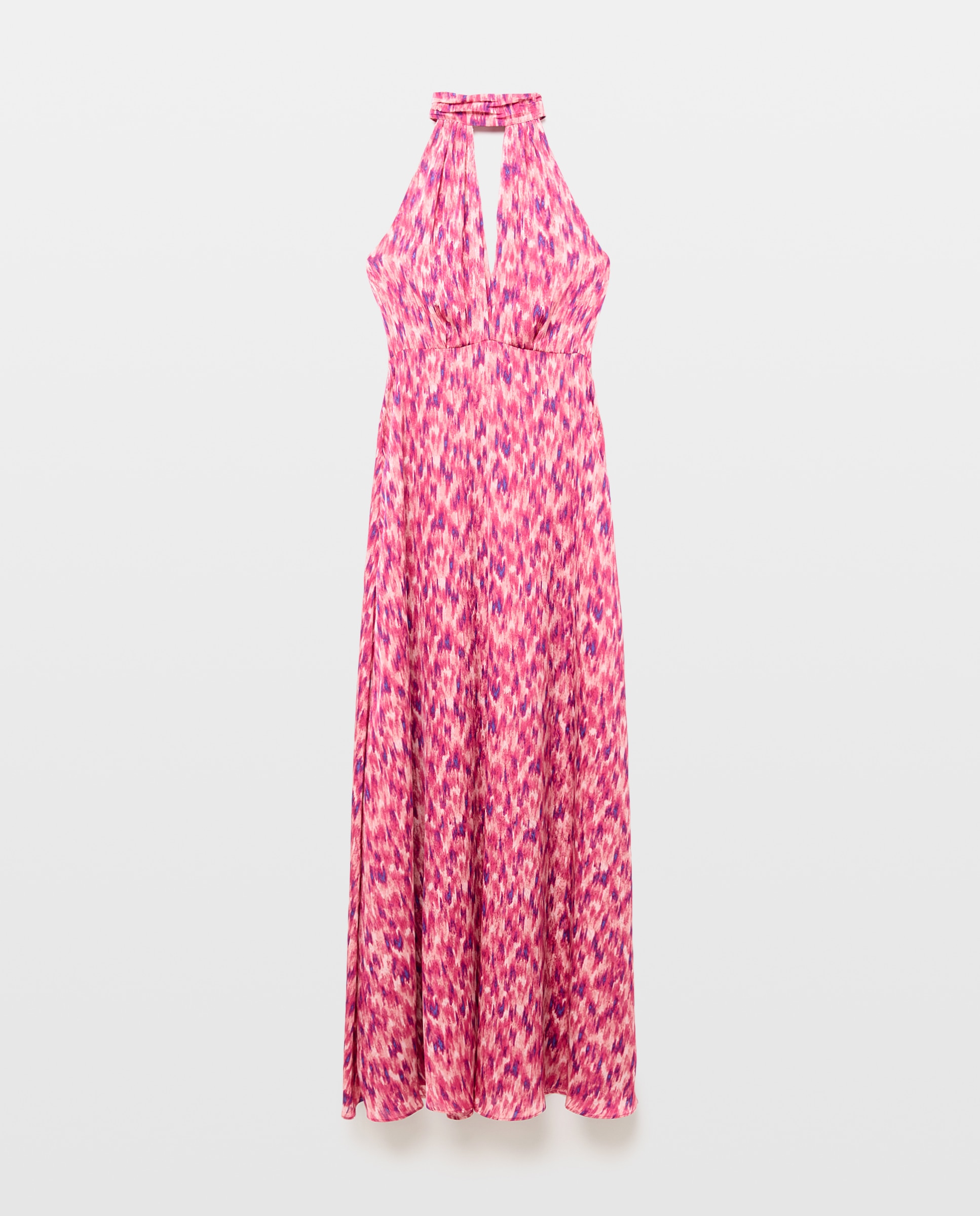 Vestido de Gola Halter com Jacquard Roxo-5