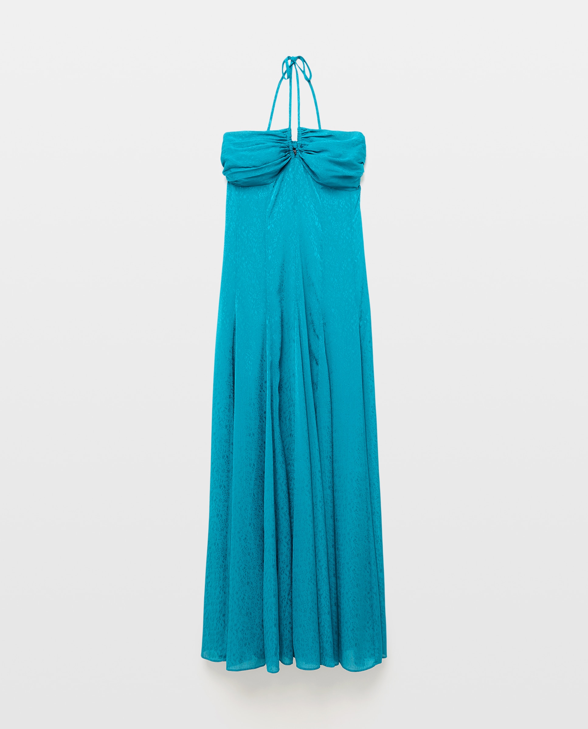 Vestido com Decote Coração e Godés Verde Pato-5