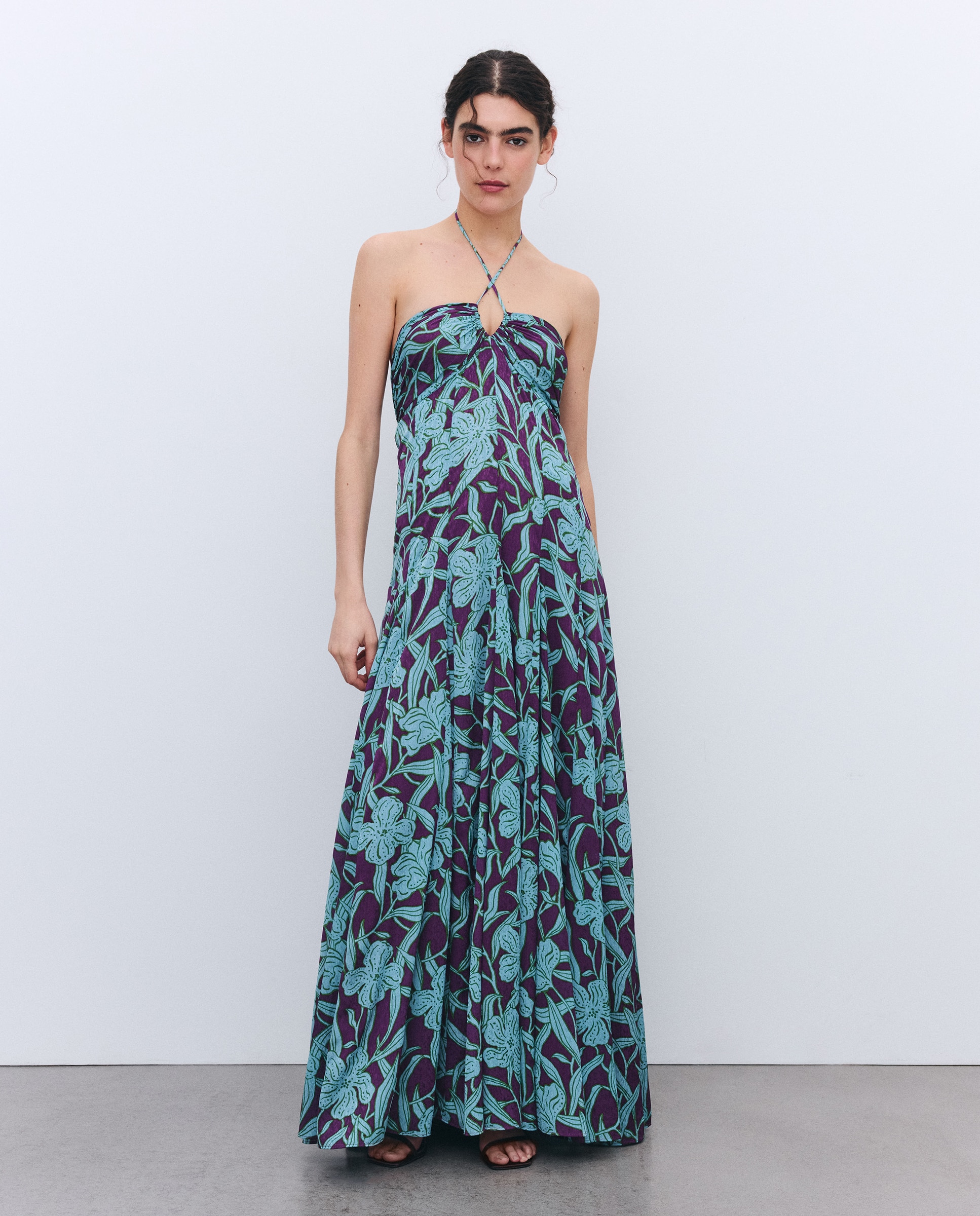 Vestido escote corazón godets de mujer - Tintoretto - Morado Morado-1