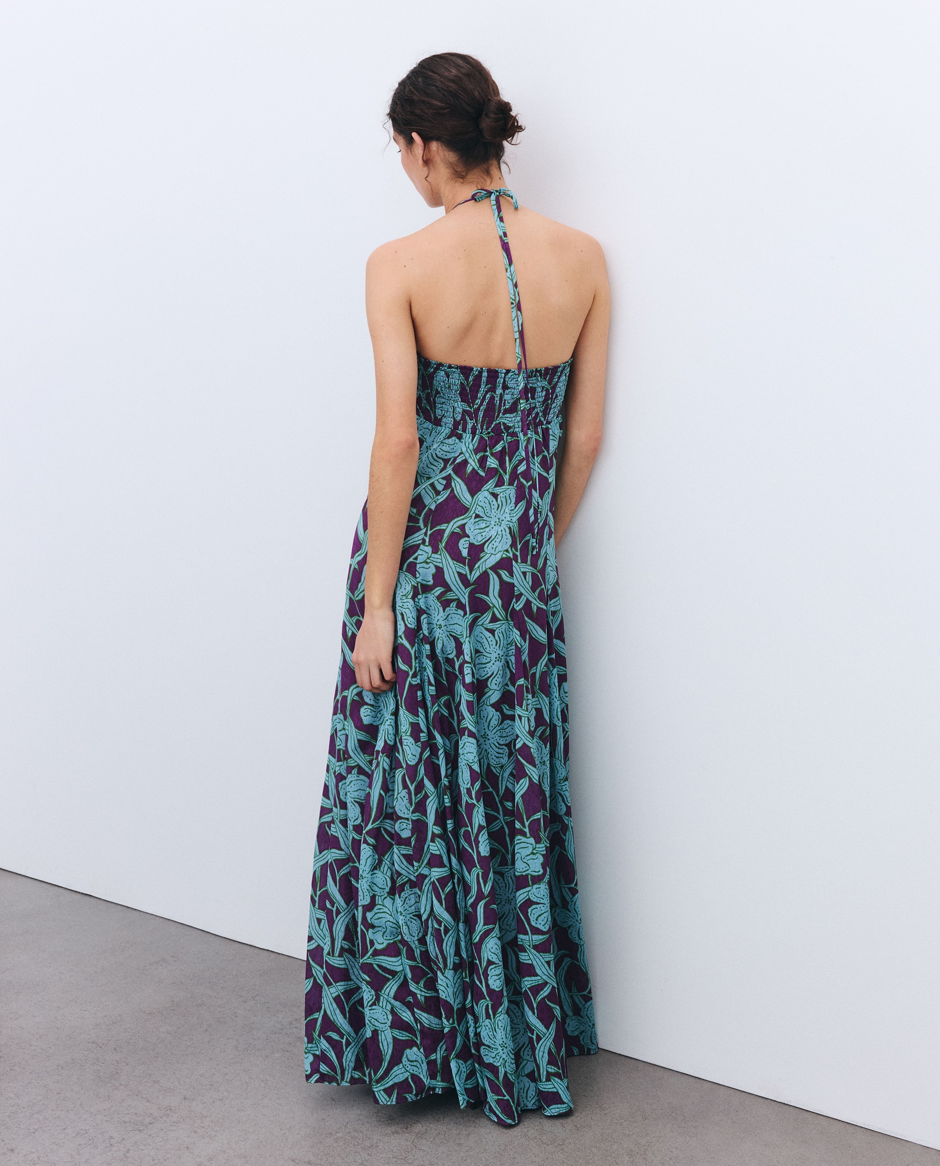 Vestido escote corazón godets de mujer - Tintoretto - Morado Morado-2