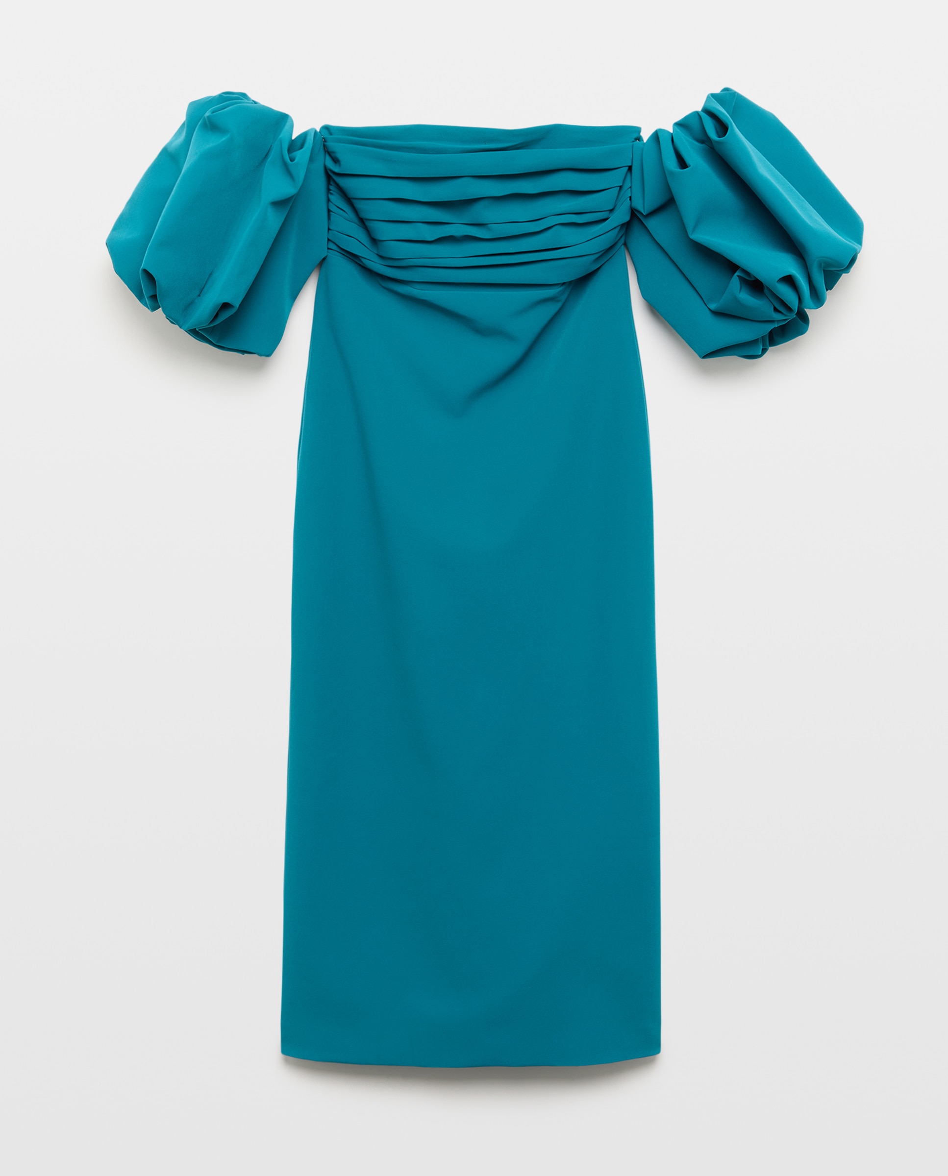 Vestido de Manga com Pregas Desmontável Verde Pato-5