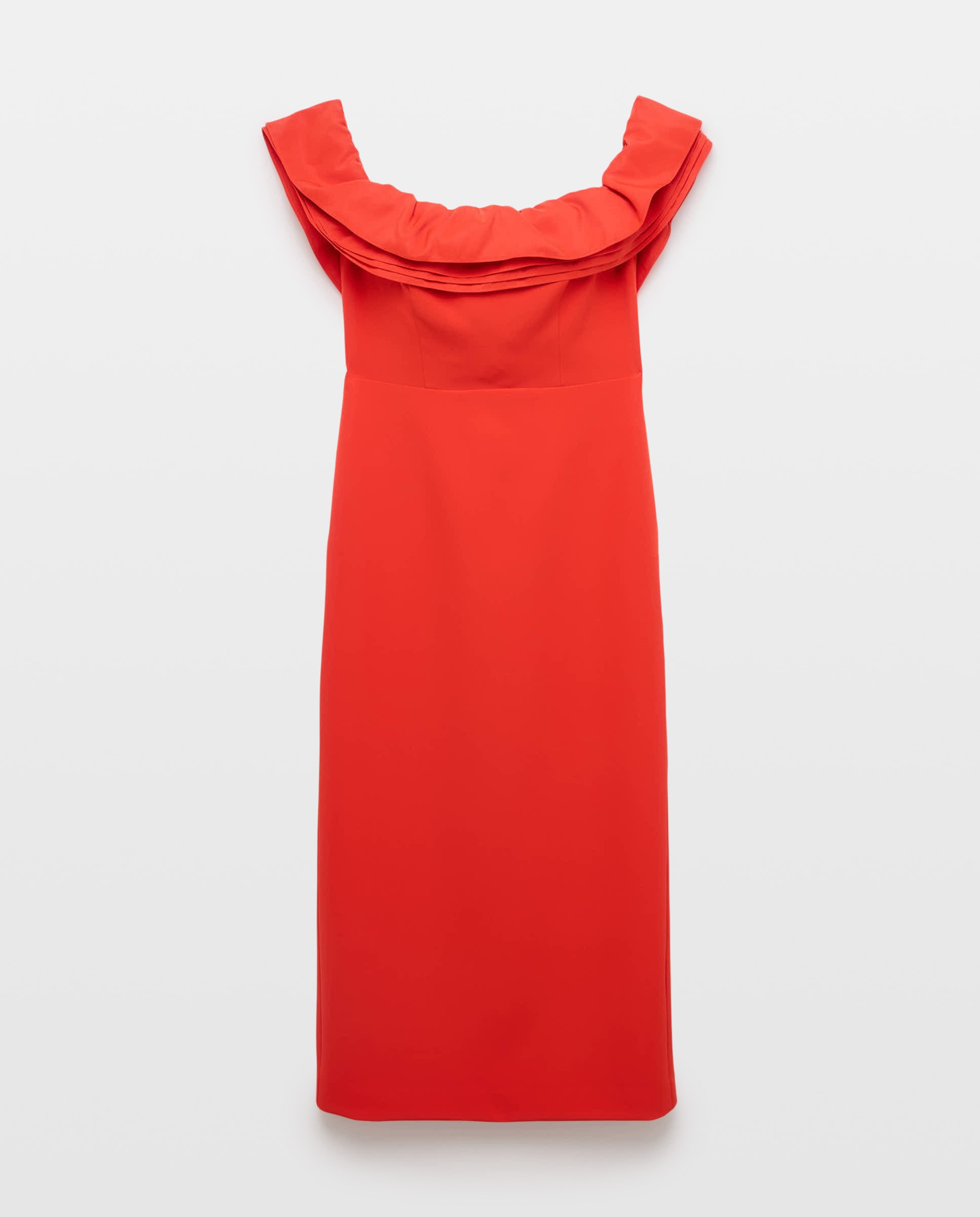 Vestido com Folhos no Decote 600 Vermelho-5