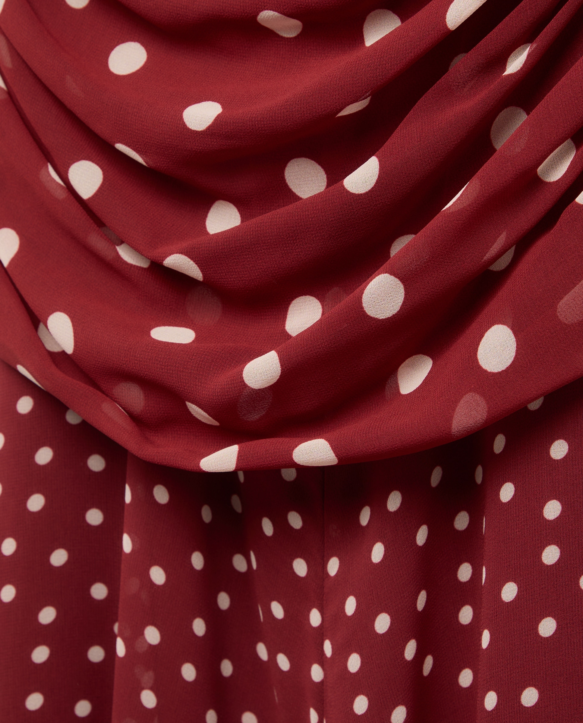 Vestido de Alças Drapeado com Cintura Baixa Bordeaux-6
