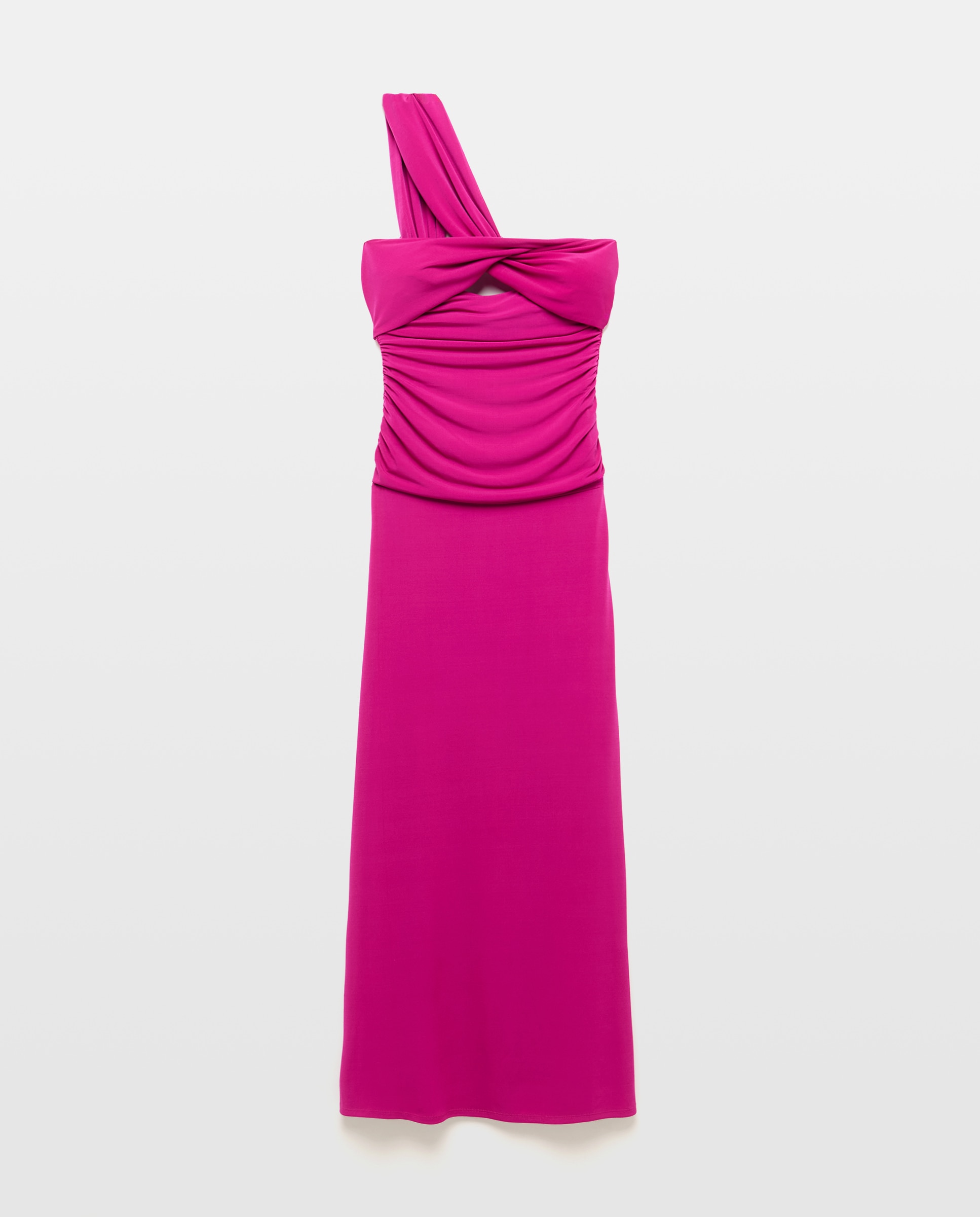 Vestido Halter Drapeado em Tecido Elástico Púrpura-5
