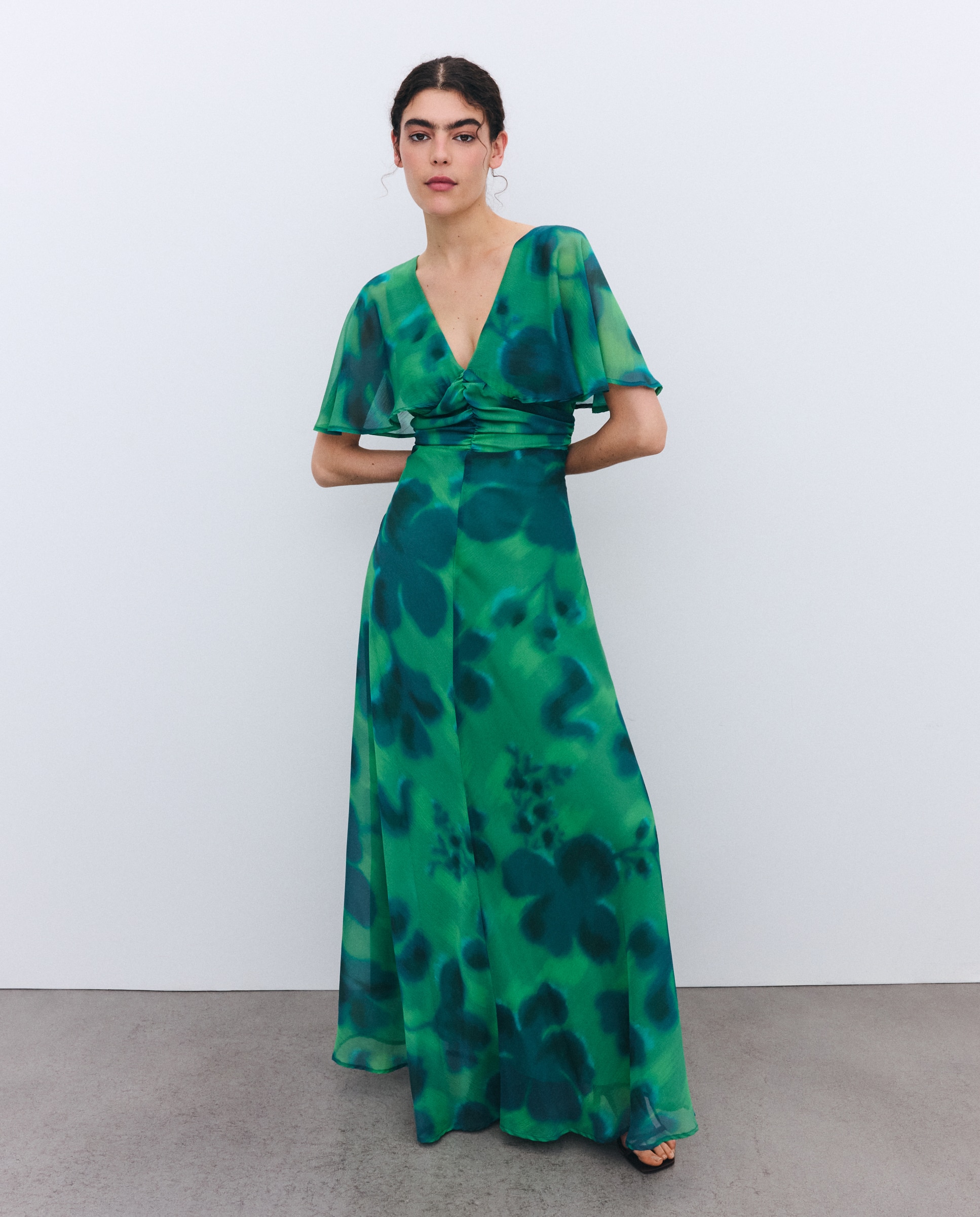 Vestido comprido estampado Verde-2