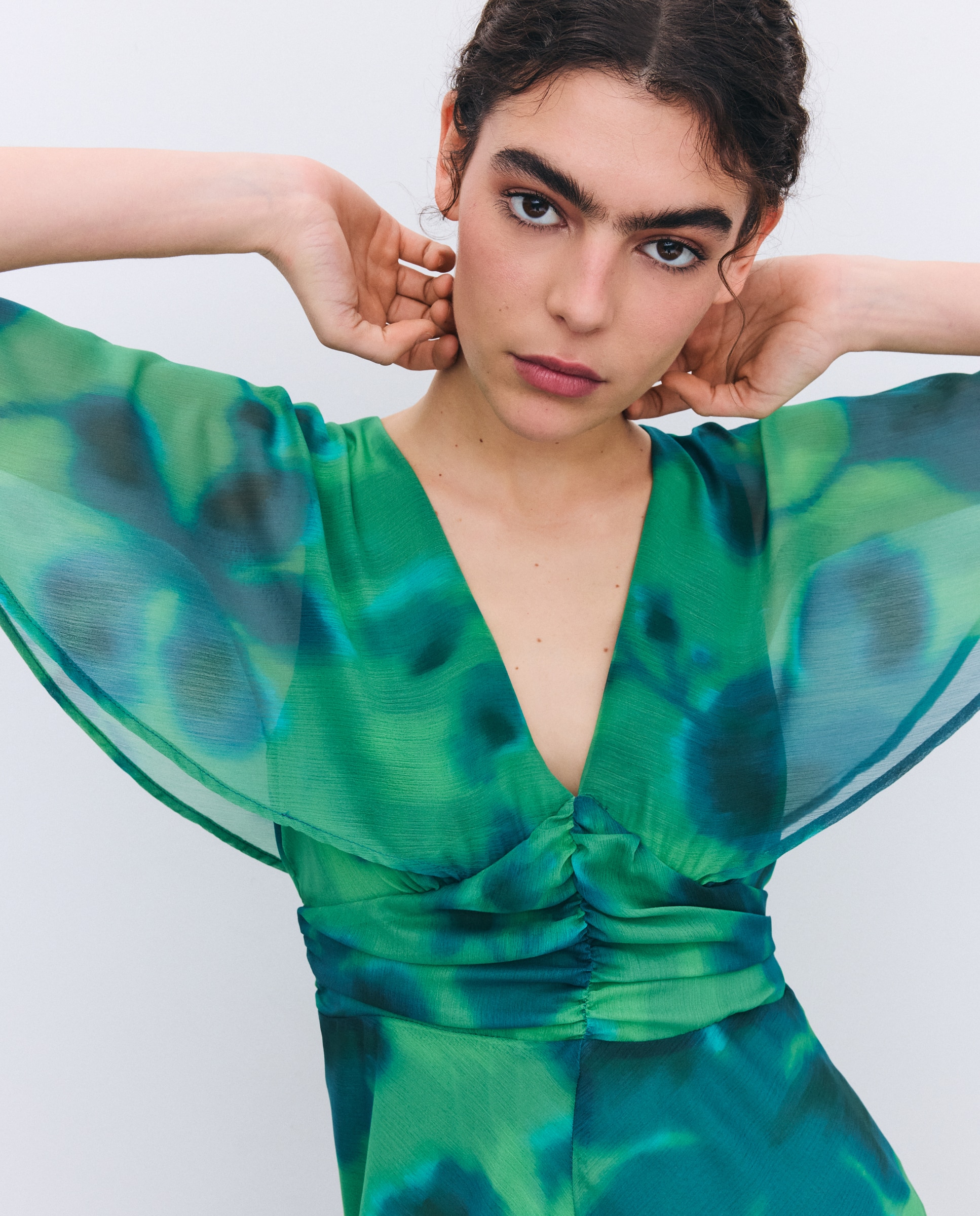 Vestido comprido estampado Verde-4