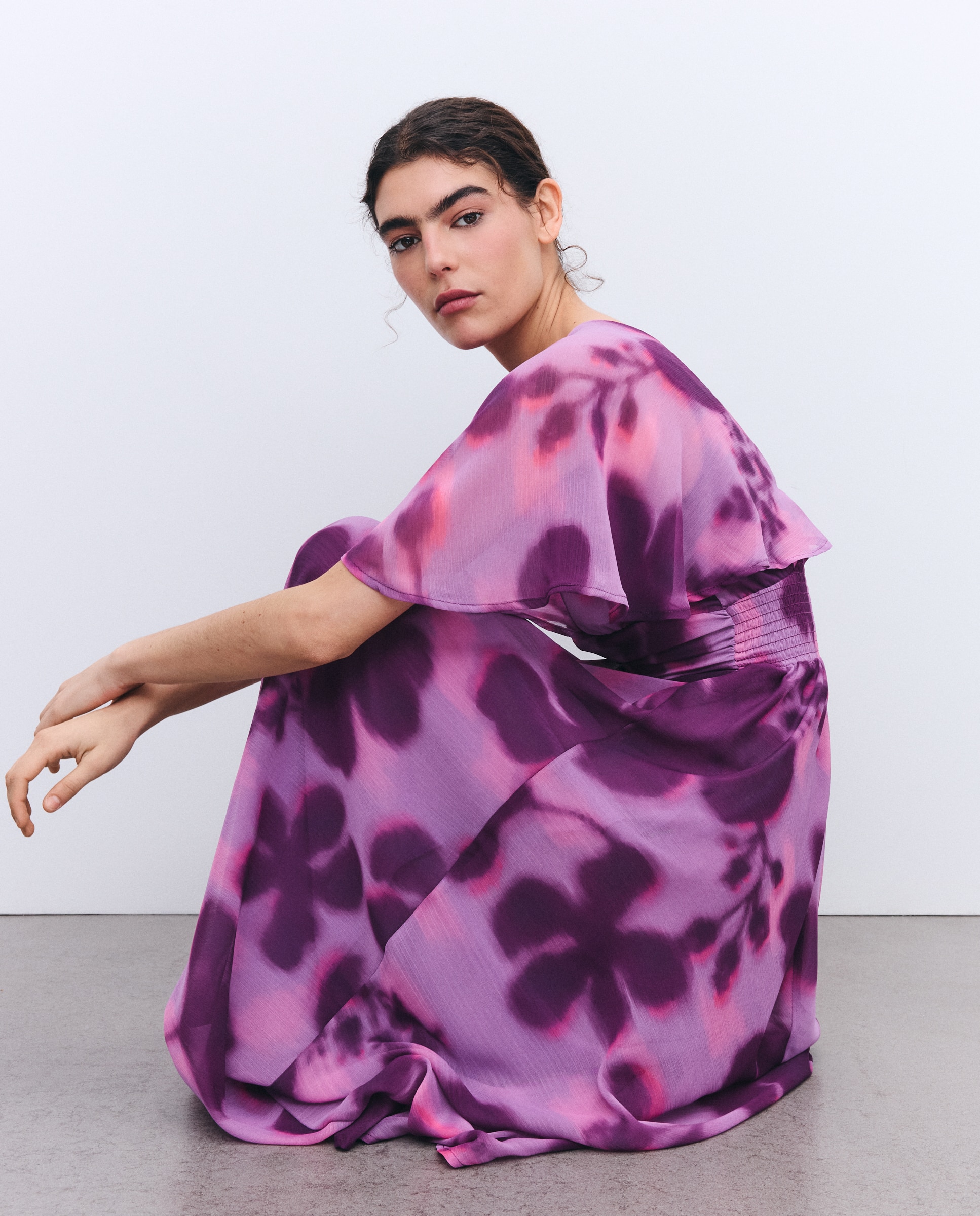 Vestido comprido estampado Rosa-2