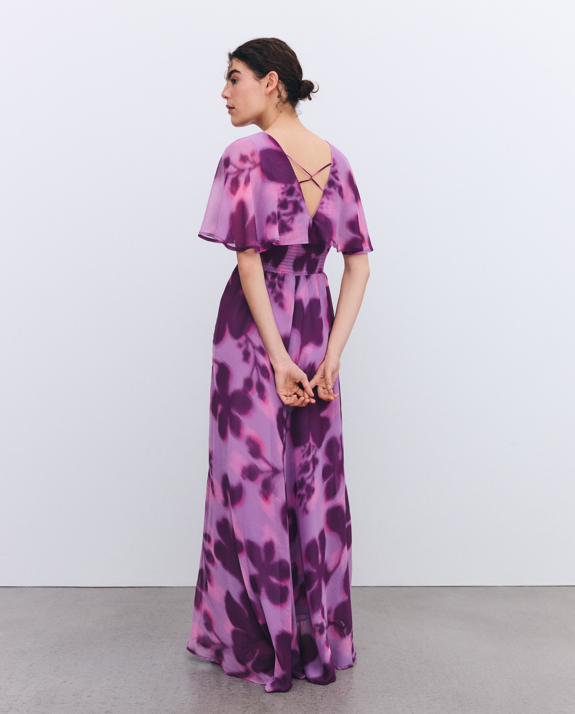 Vestido comprido estampado Rosa-3