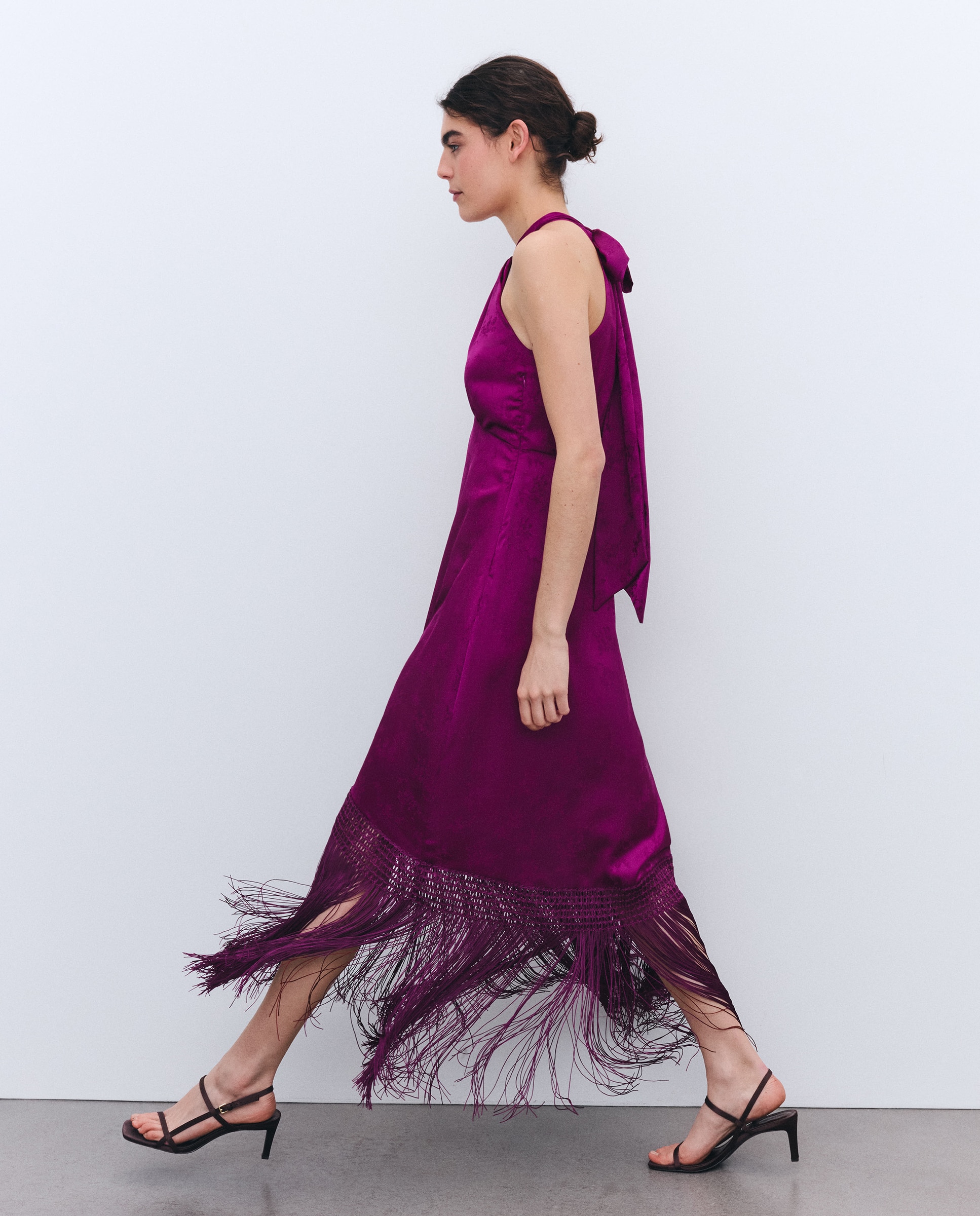 Vestido con flecos y cuello halter - Tintoretto - Purpura Purpura-2
