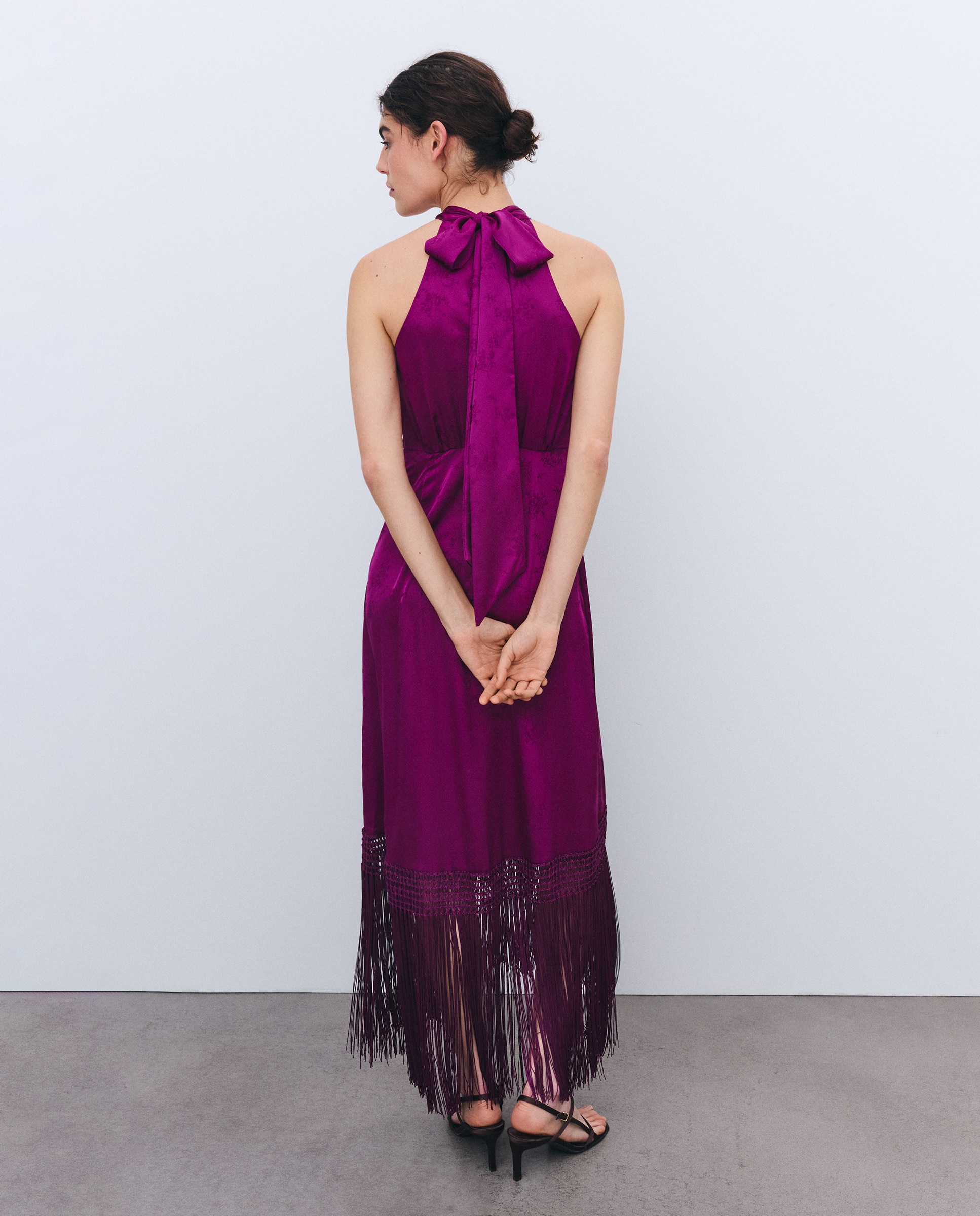 Vestido con flecos y cuello halter - Tintoretto - Purpura Purpura-3