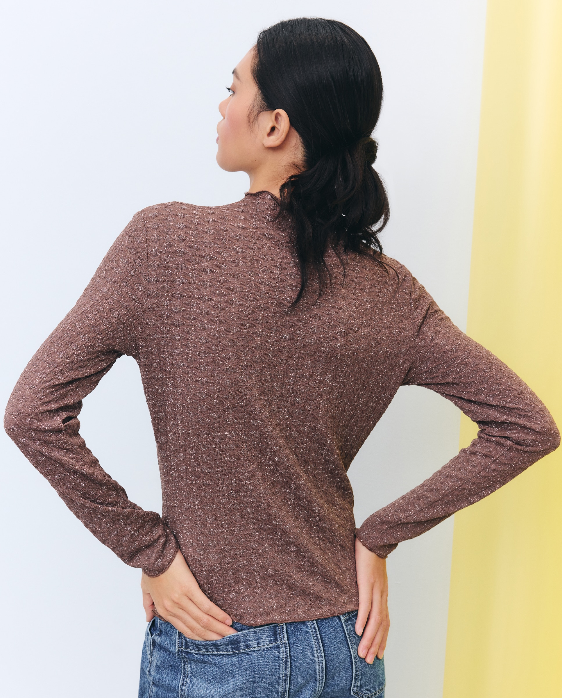 Camisola de Manga Comprida com Fio Metalizado Torrado-3