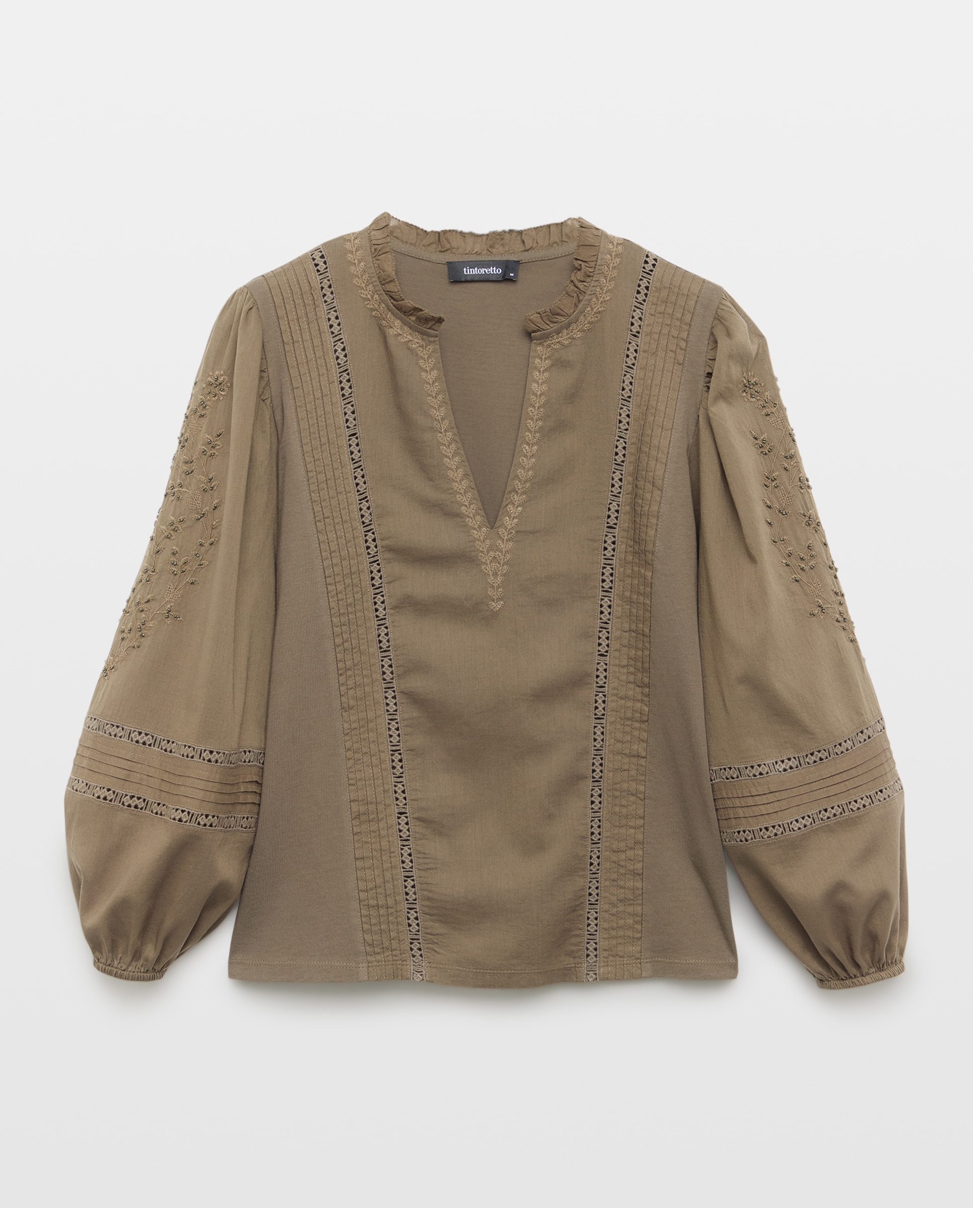 Blusa de Manga Comprida com Bordados 440 Azulão-5