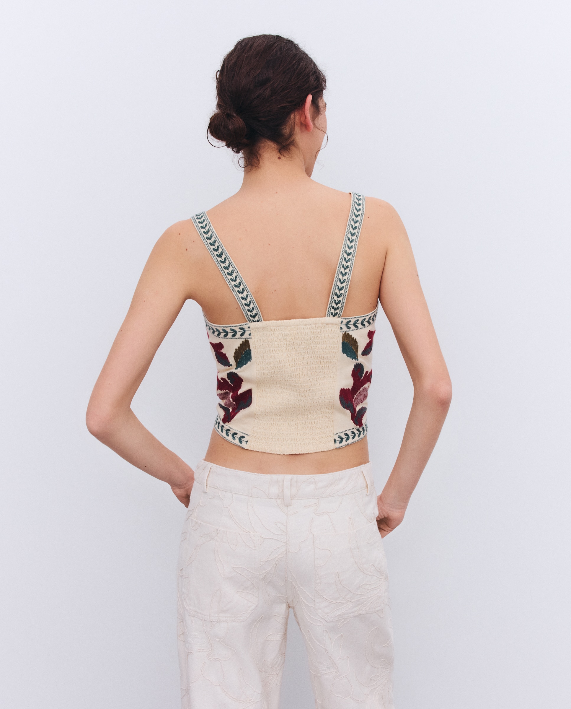 Top de mujer con tirantes bordados - Tintoretto - 120 Crudo 120 Crudo-2