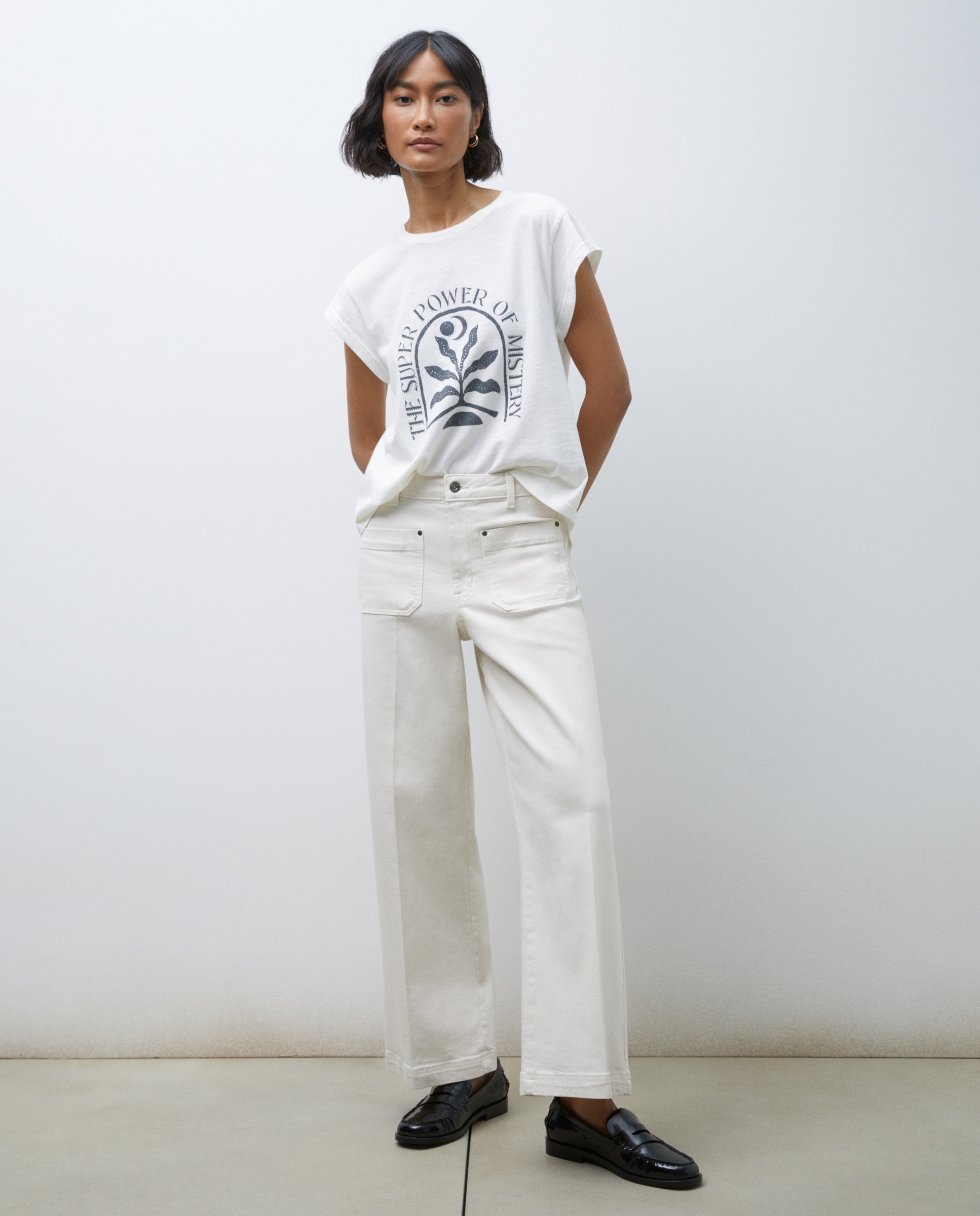 Calças Lisas de Algodão 120 Cru-1