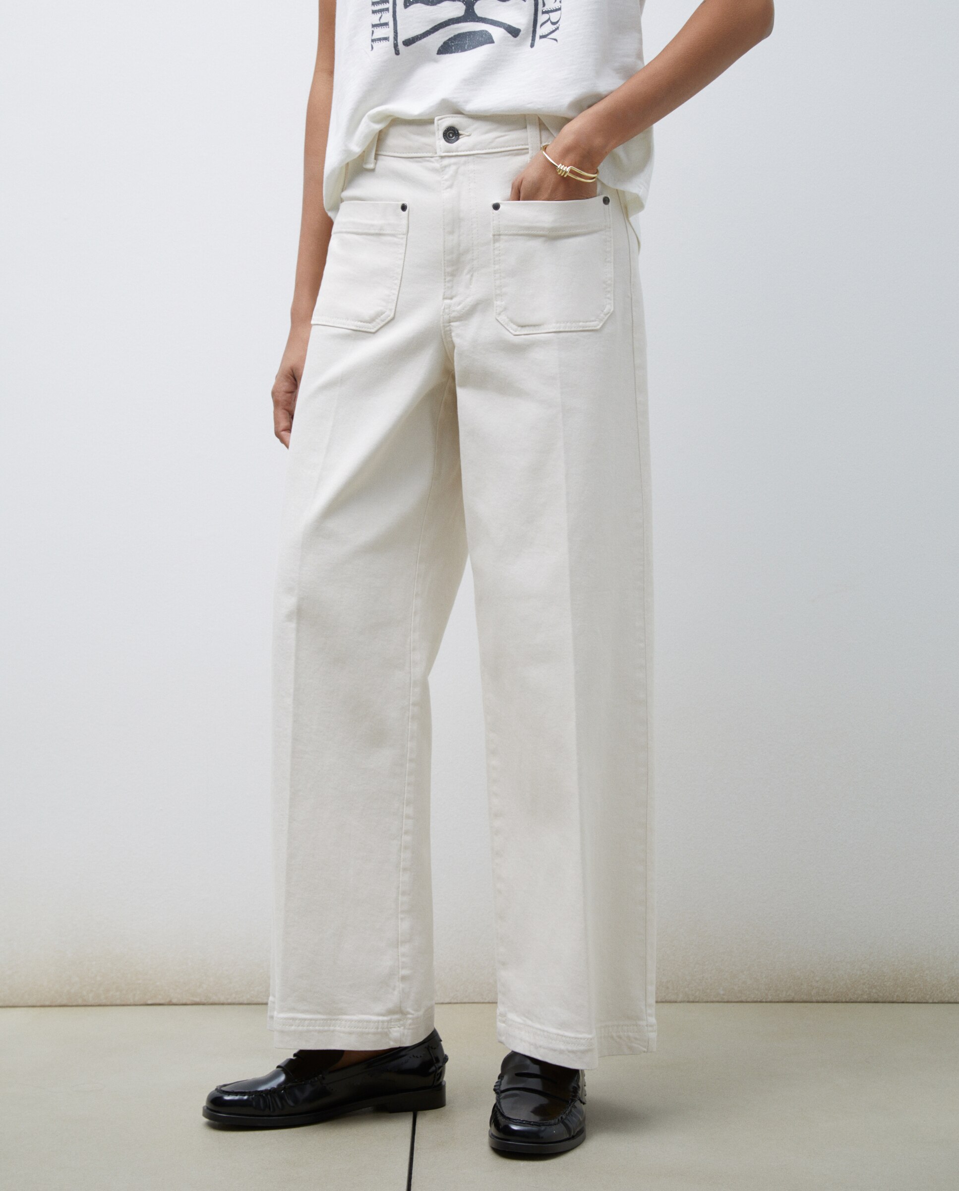 Calças Lisas de Algodão 120 Cru-2