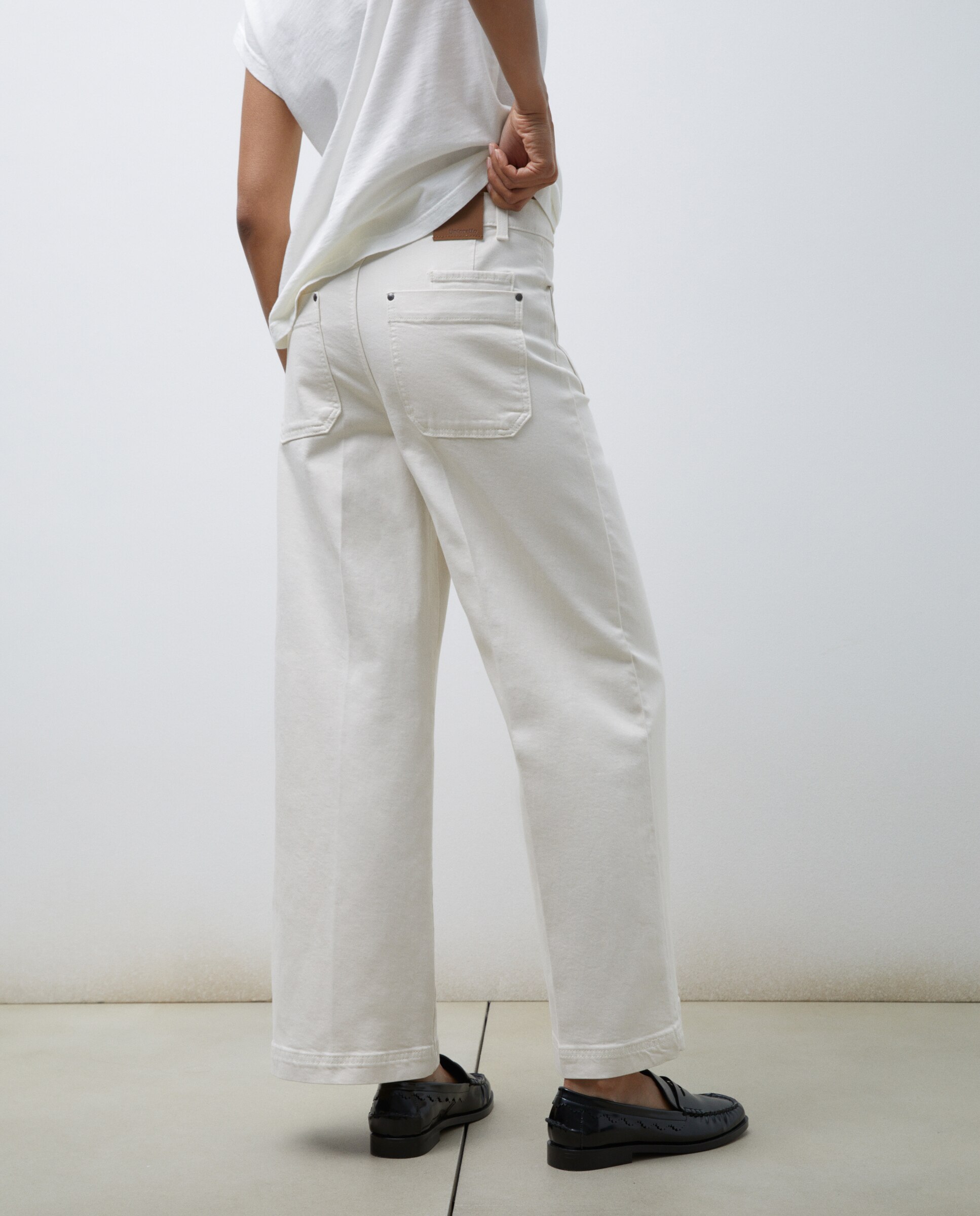 Calças Lisas de Algodão 120 Cru-3