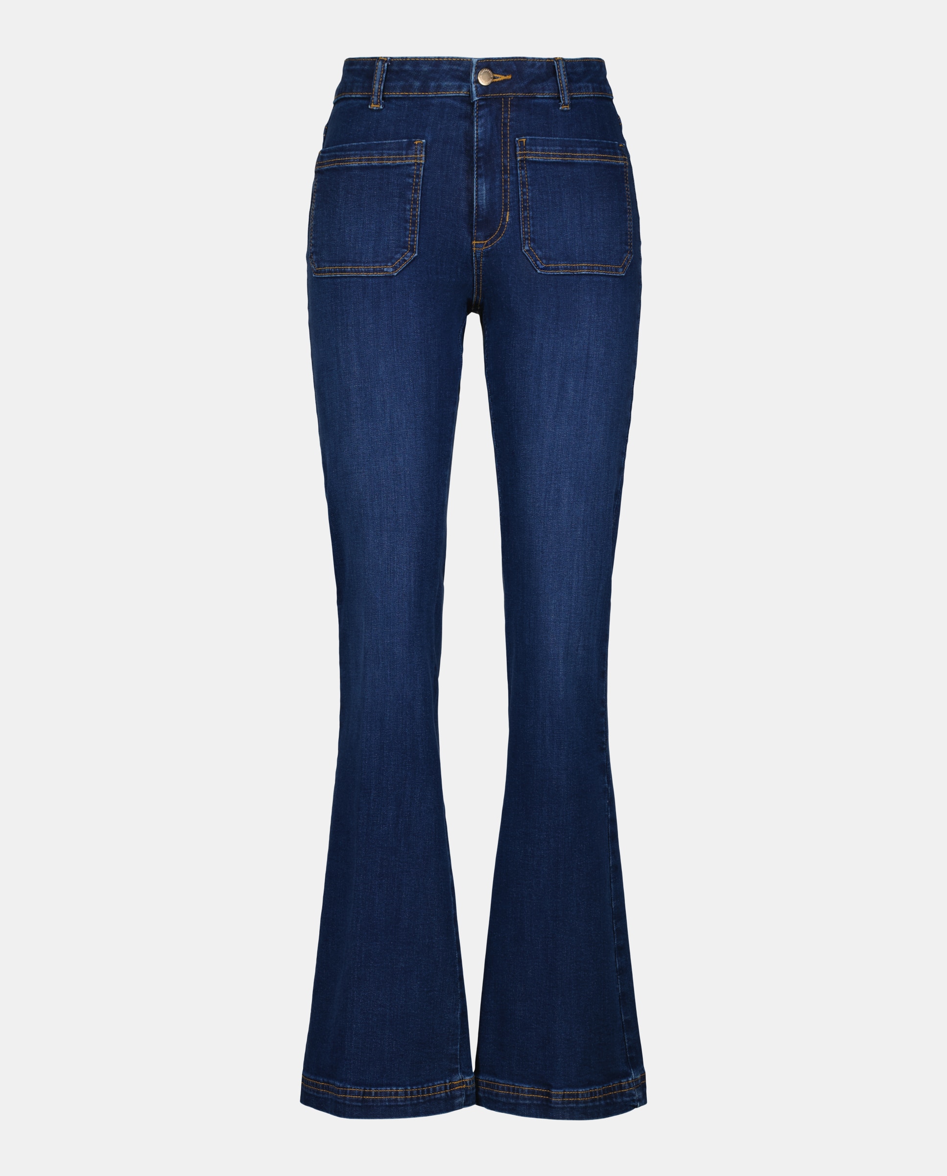 Jeans Flare com Plastrão e Cintura Média Azul Suave-4