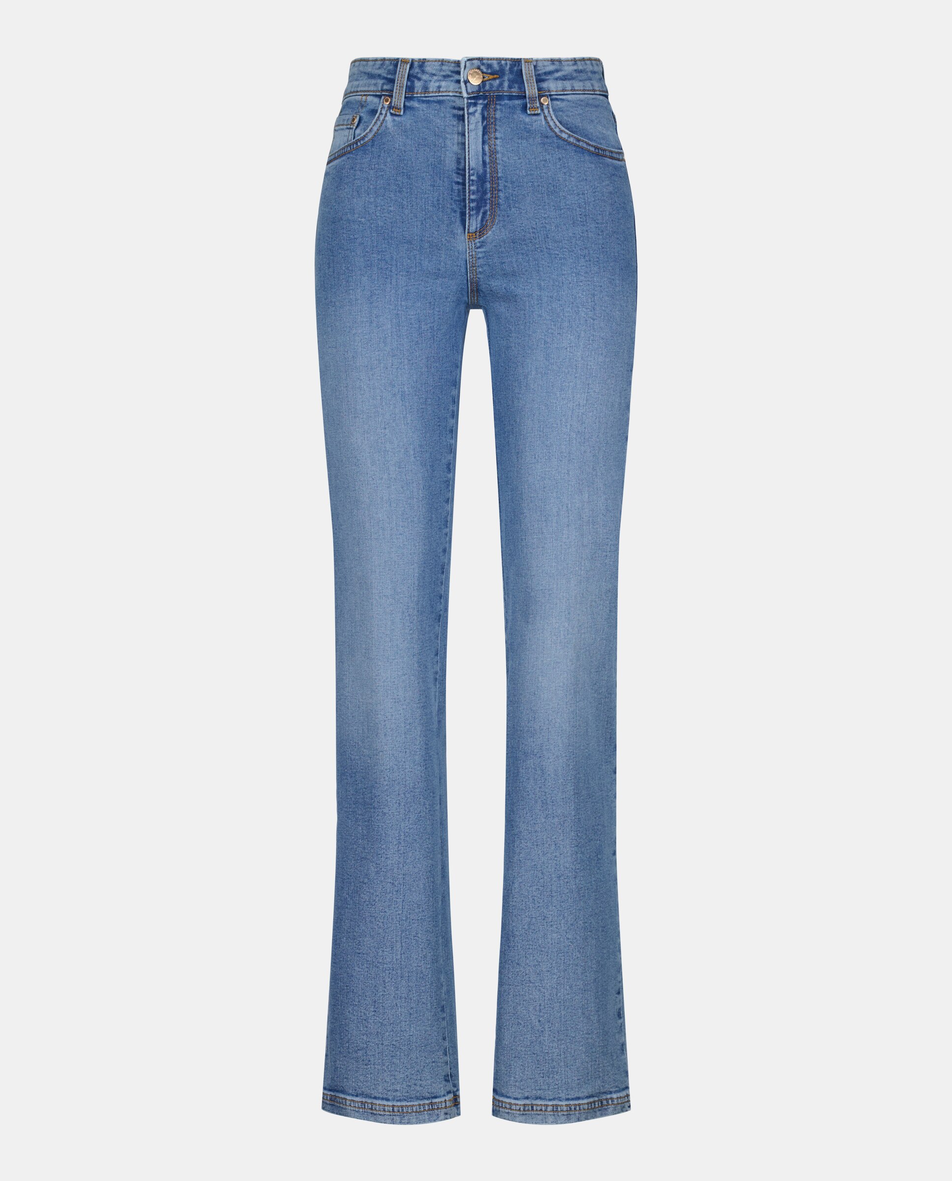 Jeans Straight com Cintura Média Azul pálido-4