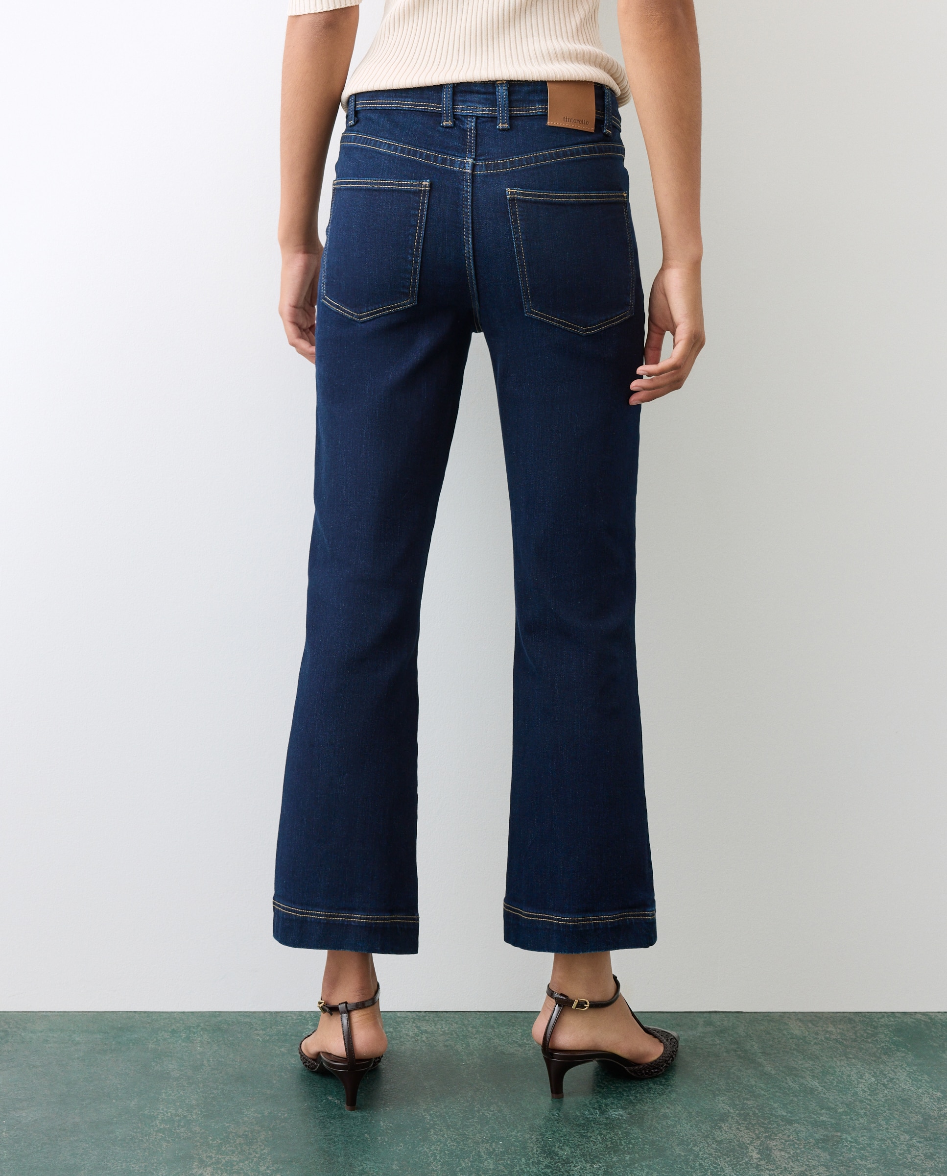 Jeans cropped flare de mujer 5 bolsillos - Tintoretto - Gris oscuro Gris oscuro-3