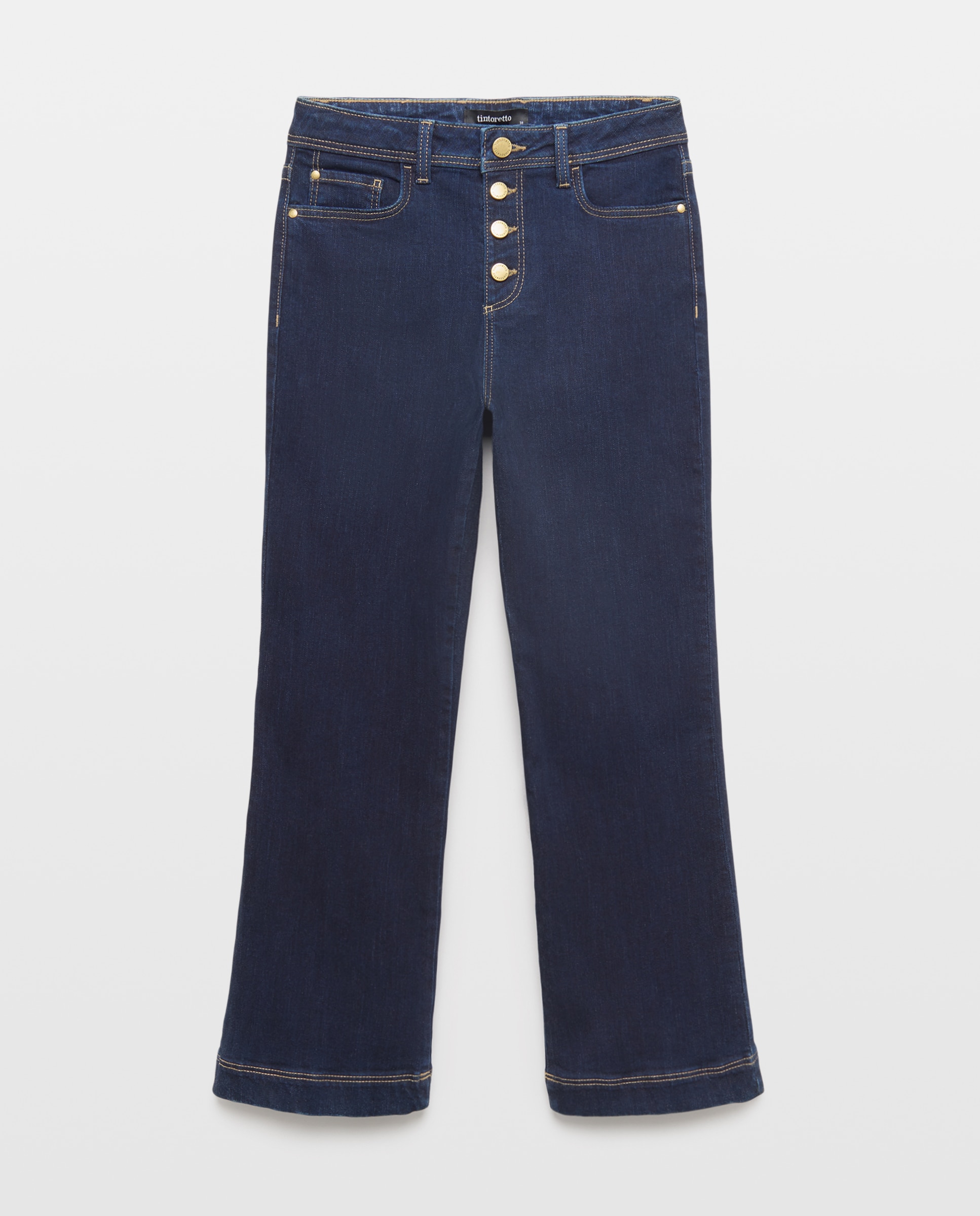 Jeans cropped flare de mujer 5 bolsillos - Tintoretto - Gris oscuro Gris oscuro-4