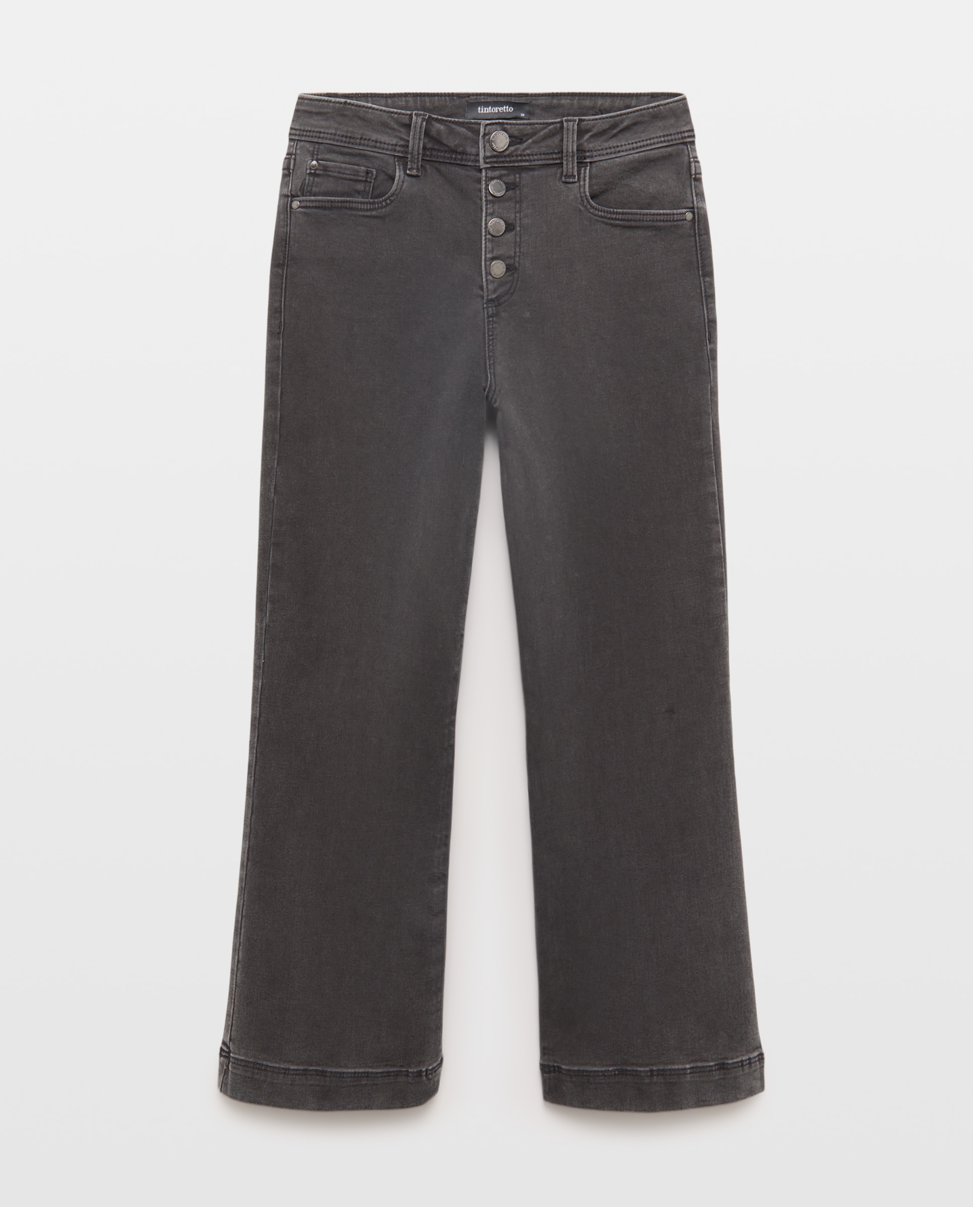 Jeans cropped flare de mujer 5 bolsillos - Tintoretto - 830 Antracita 830 Antracita-4