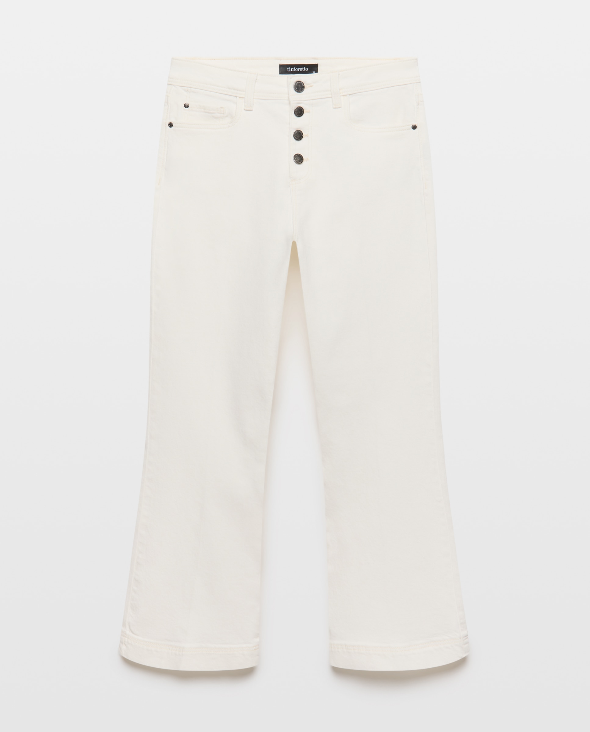 Jeans Cropped Flare com 5 Bolsos 120 Cru-4