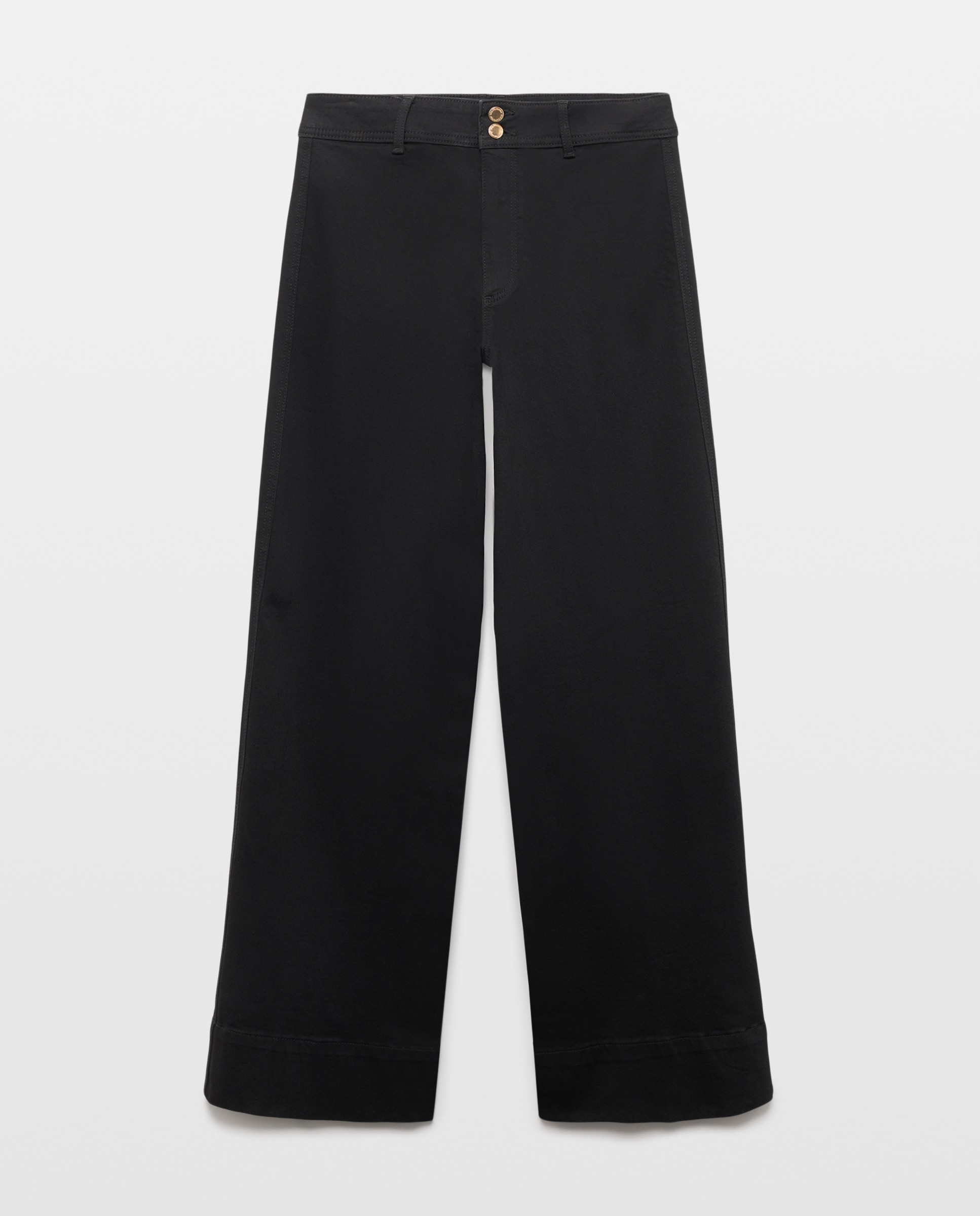 Jeans wide leg de mujer con dos botones - Tintoretto - Negro intenso Negro intenso-4