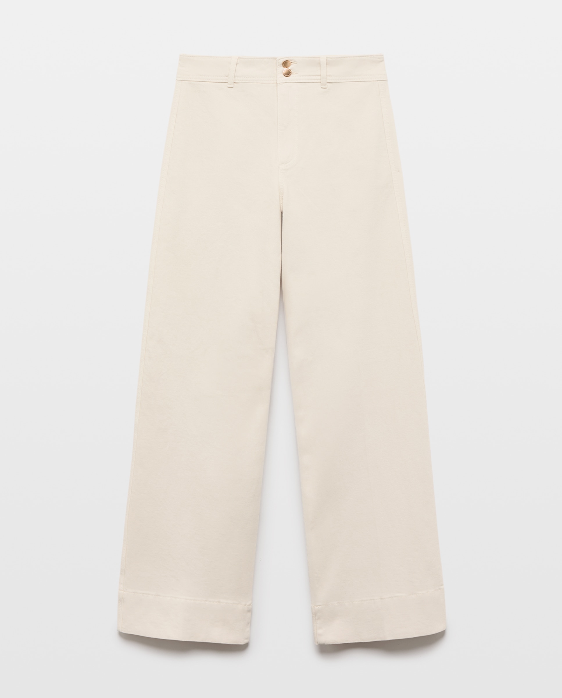 Jeans Wide Leg com Botão de Joia 120 Cru-4