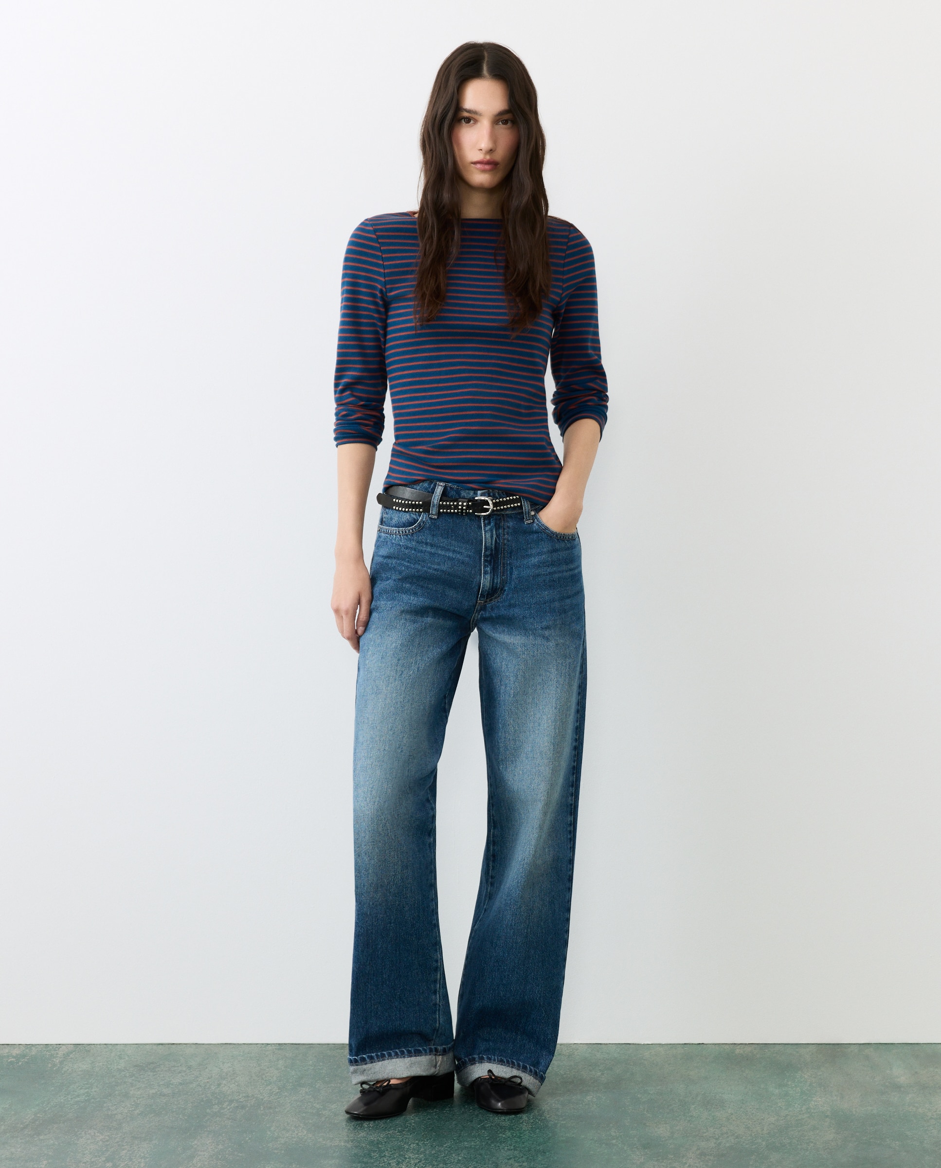 Jeans wide leg de mujer 5 bolsillos - Tintoretto - Gris Gris-1