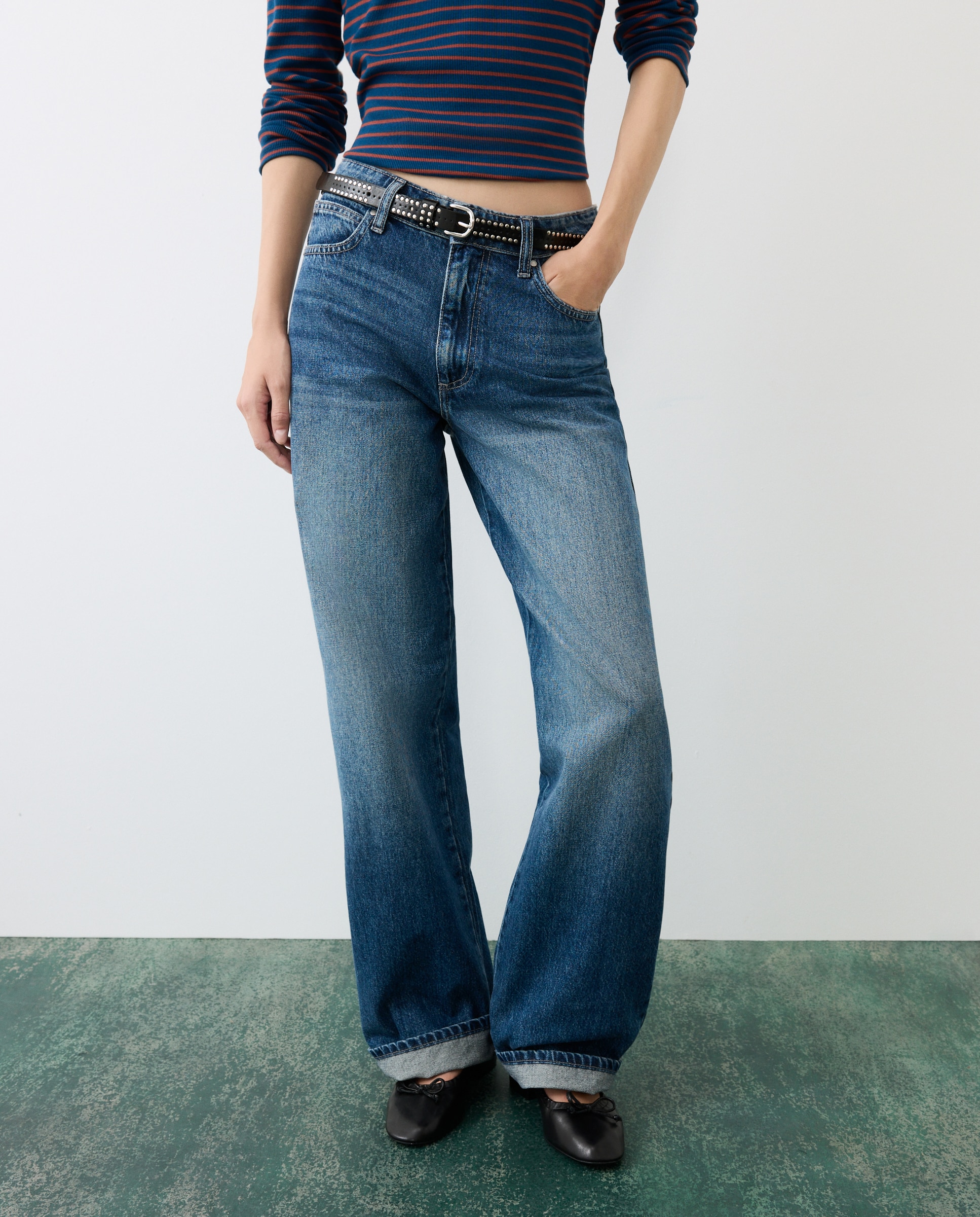 Jeans wide leg de mujer 5 bolsillos - Tintoretto - Gris Gris-2