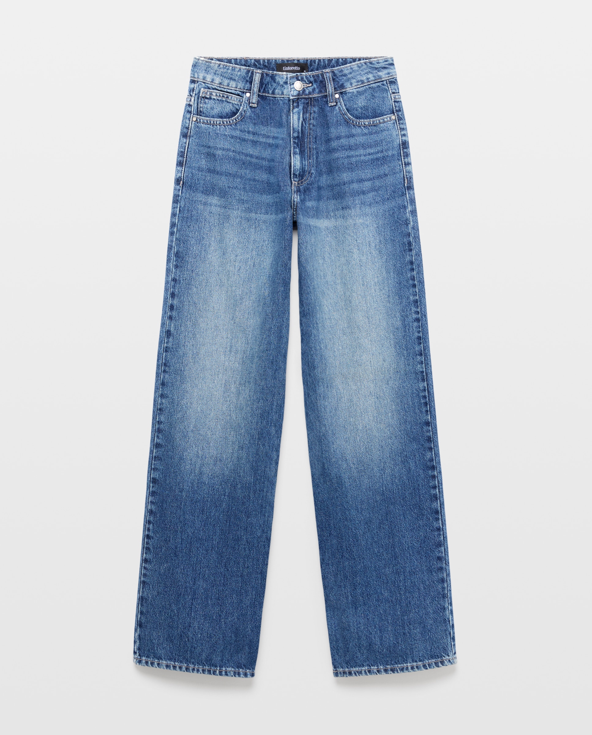 Jeans wide leg de mujer 5 bolsillos - Tintoretto - Gris Gris-4
