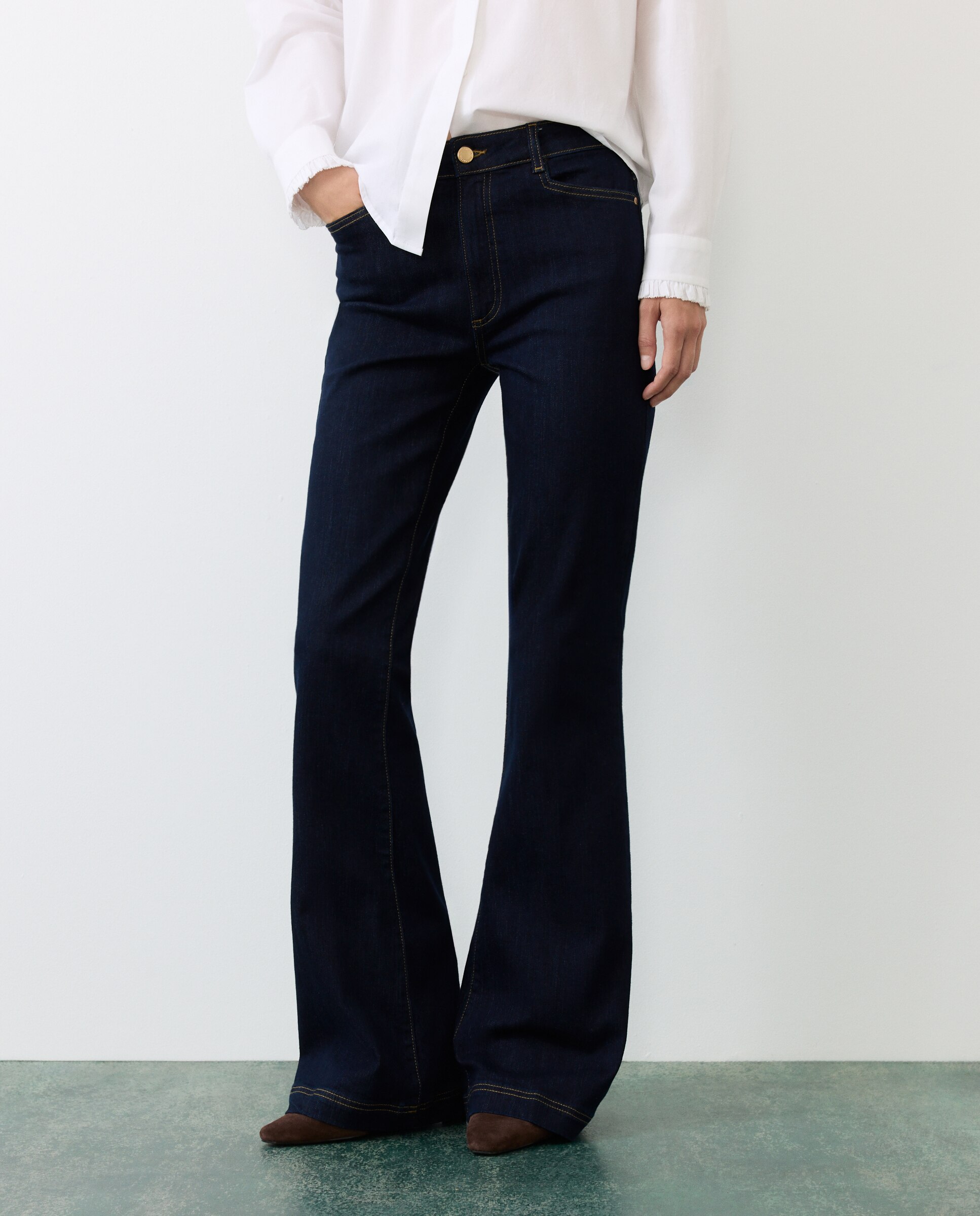 Jeans flare de mujer 5 bolsillos - Tintoretto - Gris oscuro Gris oscuro-2
