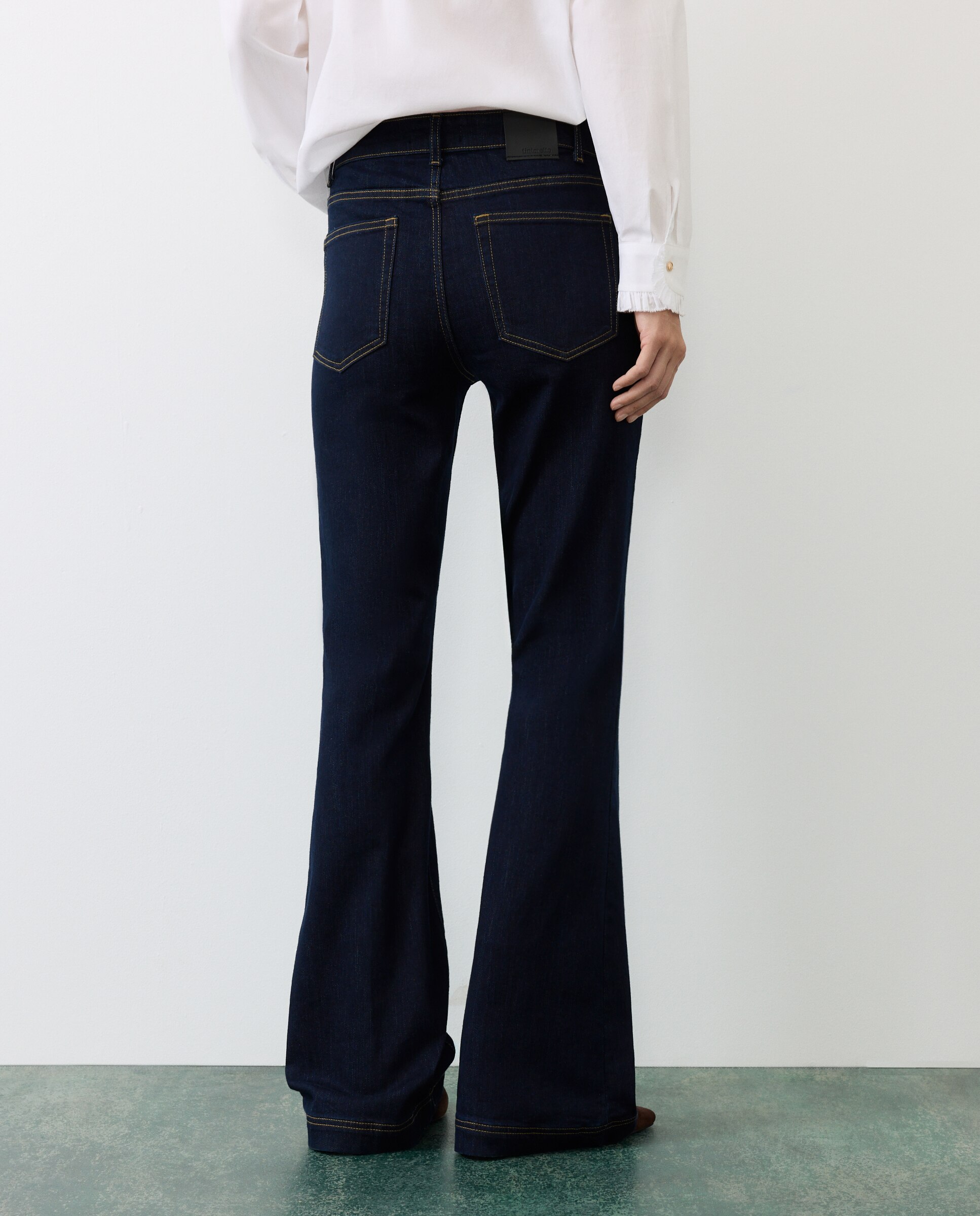 Jeans flare de mujer 5 bolsillos - Tintoretto - Gris oscuro Gris oscuro-3