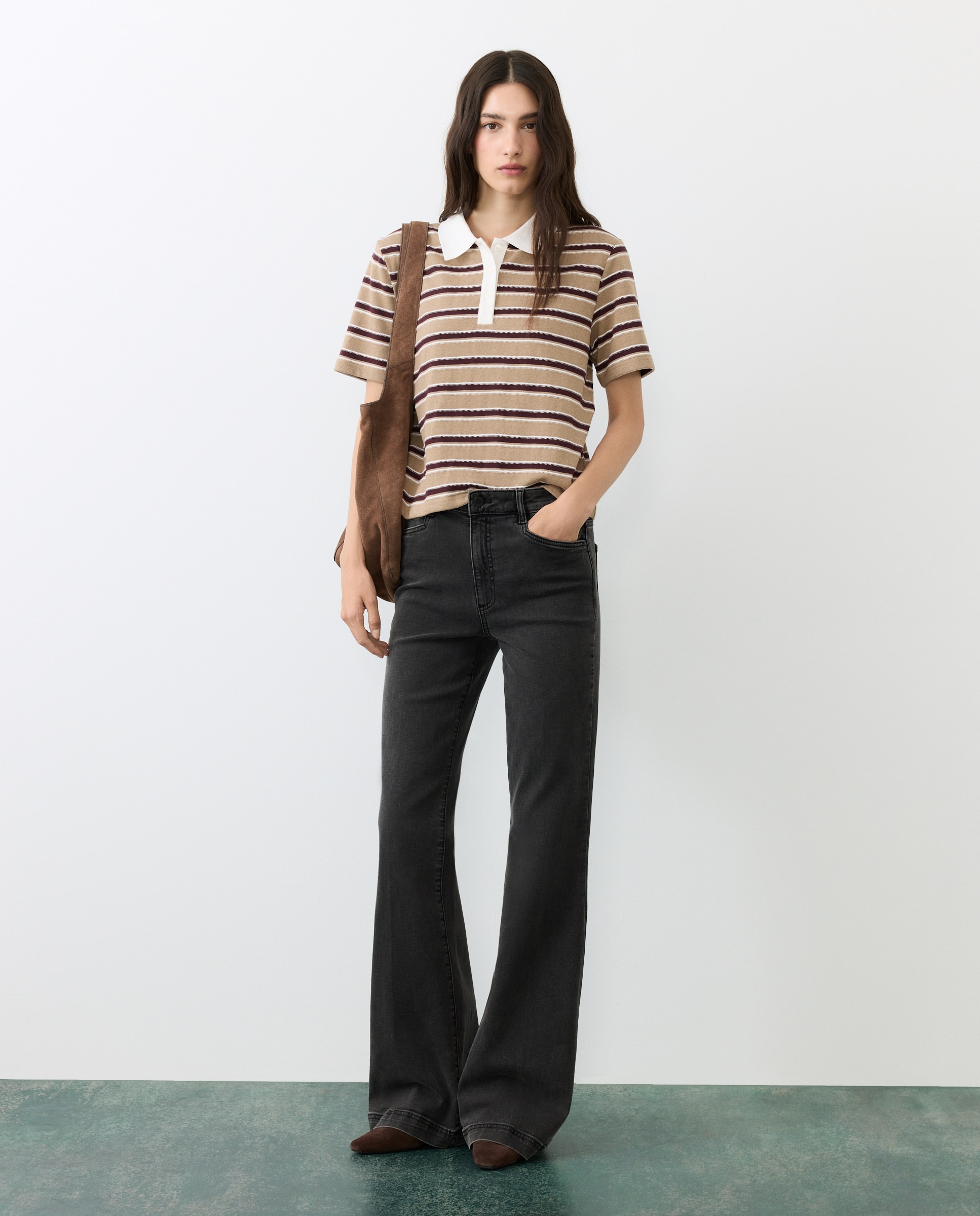 Jeans flare de mujer 5 bolsillos - Tintoretto - 830 Antracita 830 Antracita-1