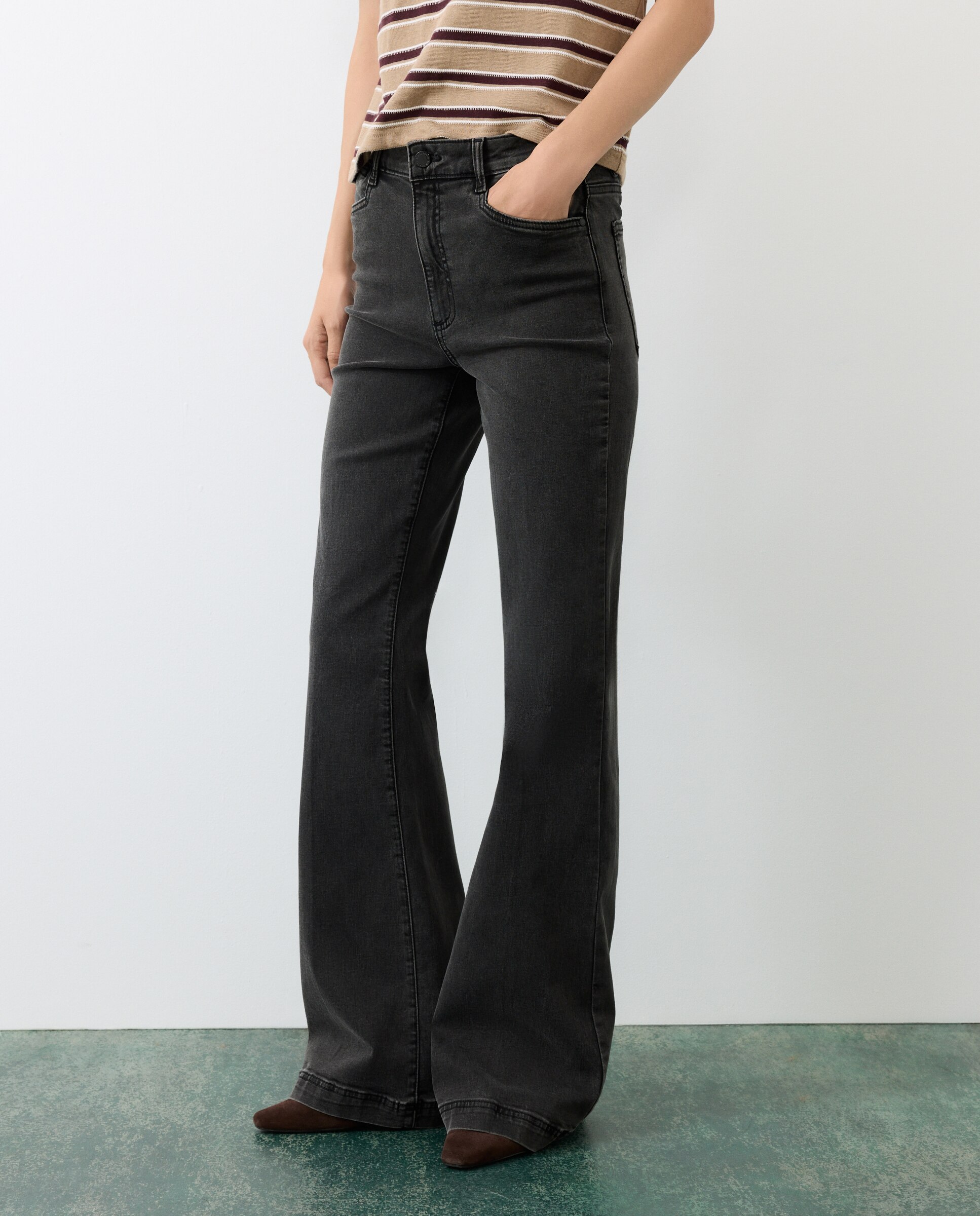 Jeans flare de mujer 5 bolsillos - Tintoretto - 830 Antracita 830 Antracita-2